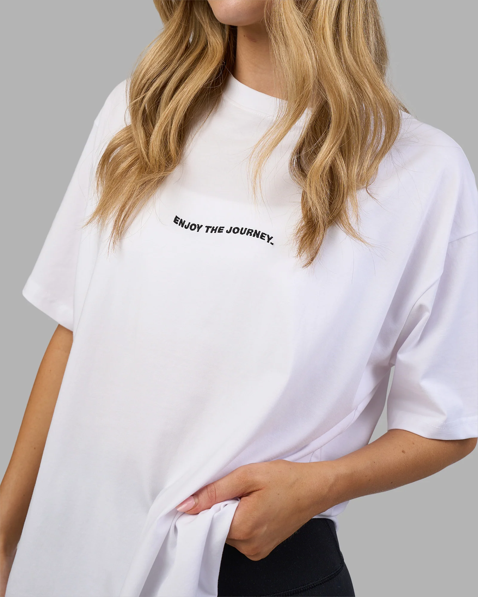 Go-To E.T.J FLXCotton Oversized Tee - White-Black - Image 2