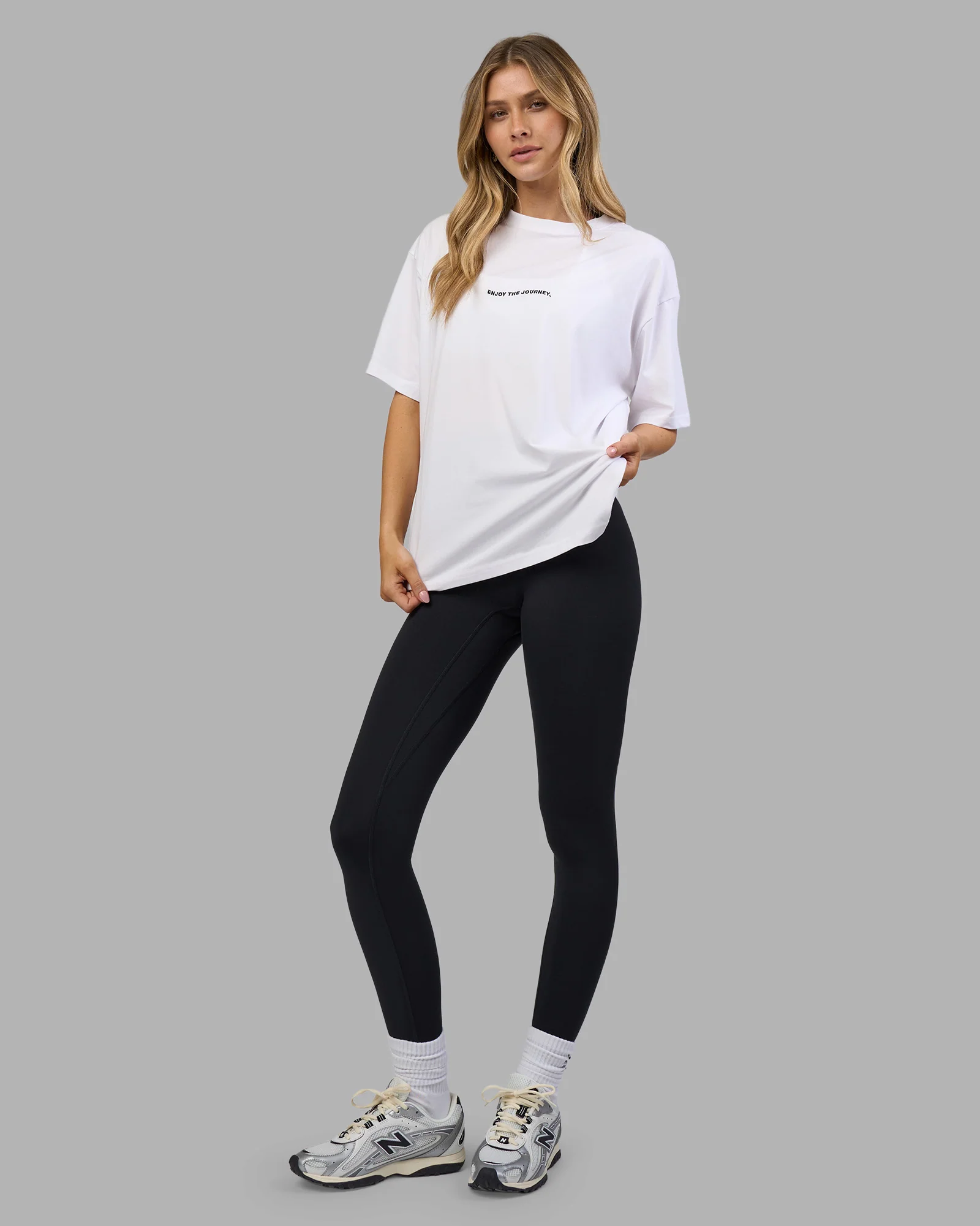 Go-To E.T.J FLXCotton Oversized Tee - White-Black - Image 3