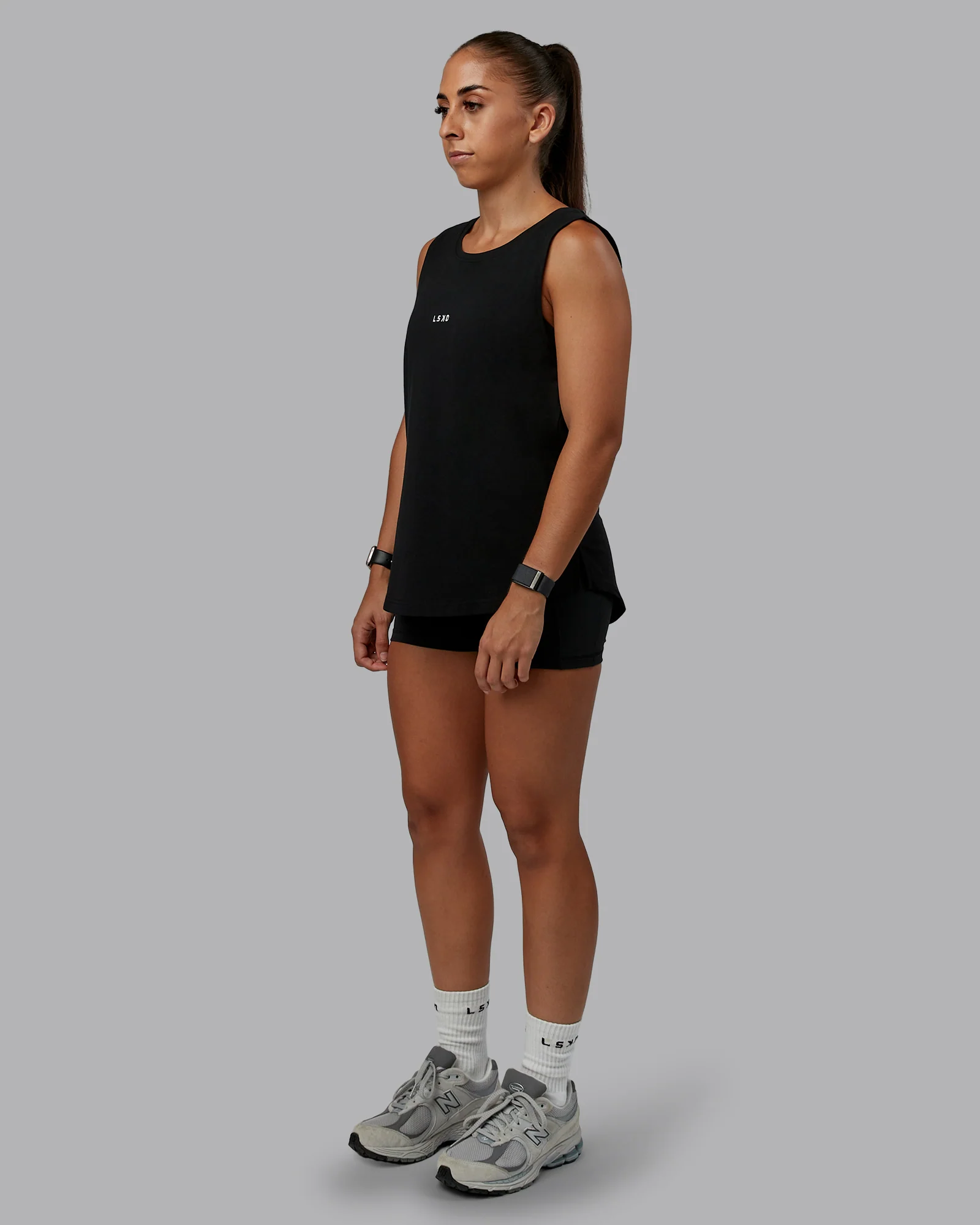 Go-To FLXCotton Longline Tank - Black-White - Image 2
