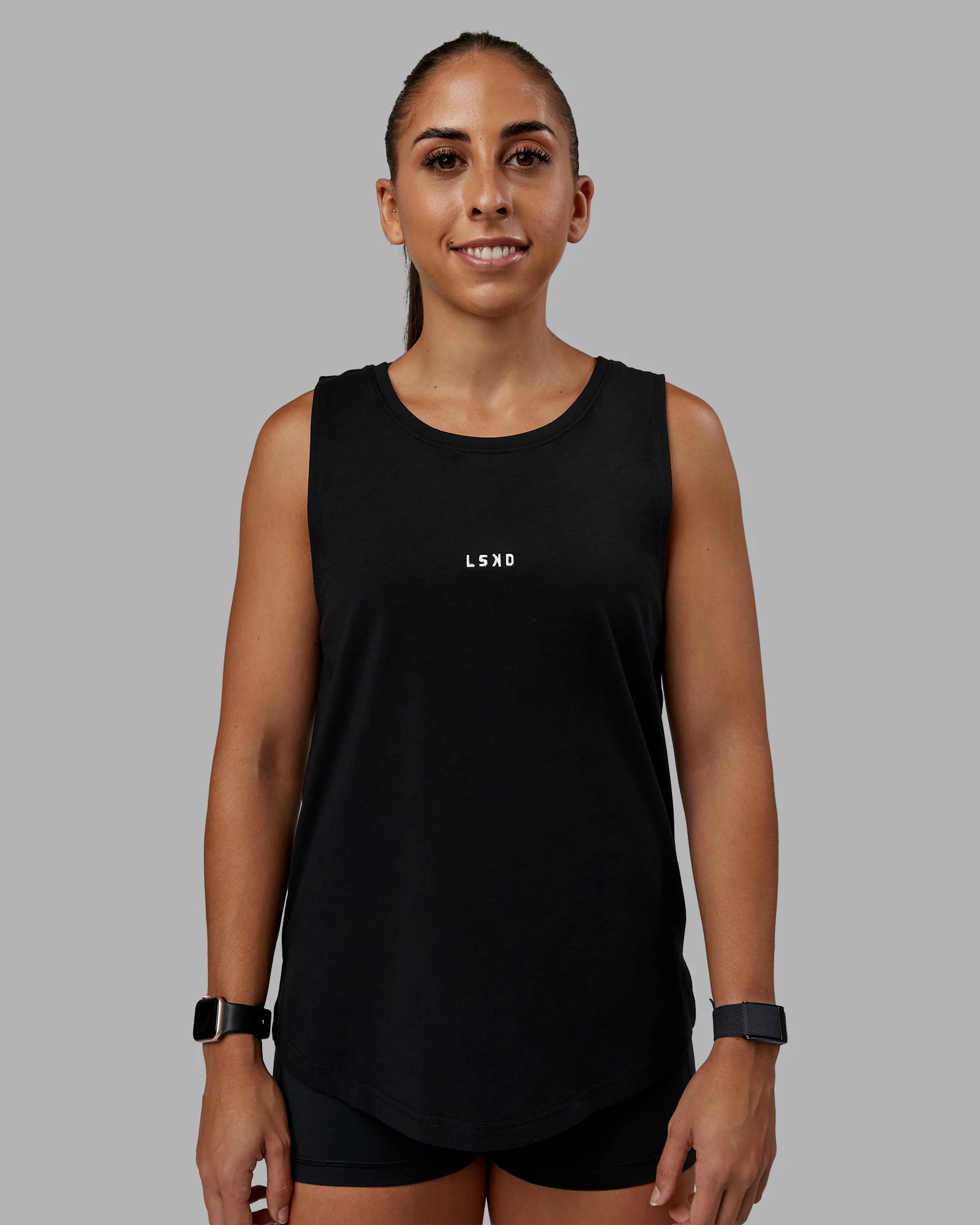Go-To FLXCotton Longline Tank - Black-White - Image 3