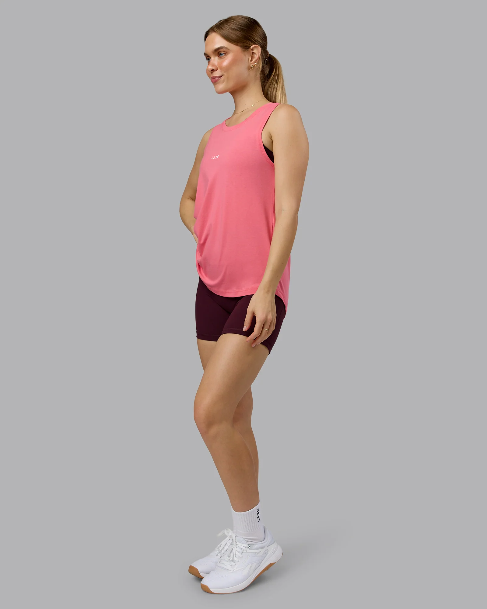 Go-To FLXCotton Longline Tank - Pink Lemonade-White - Image 2