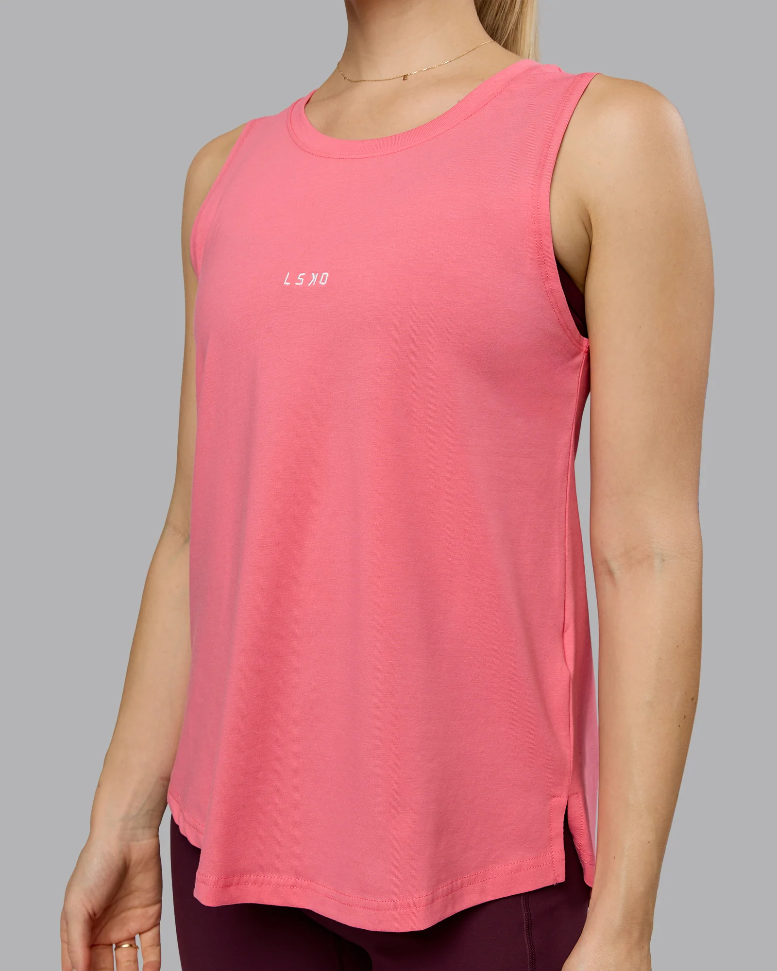 Go-To FLXCotton Longline Tank - Pink Lemonade-White - Image 3