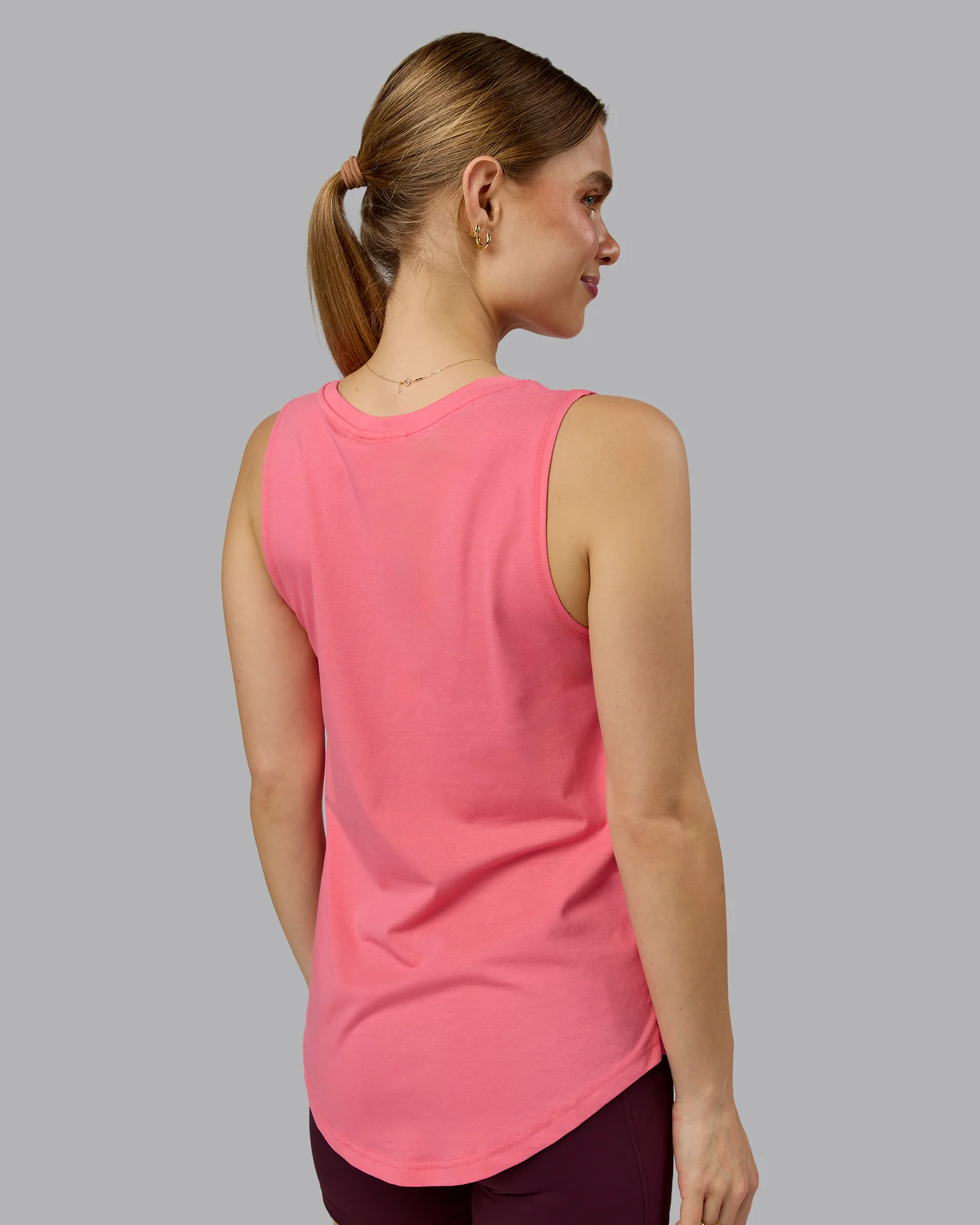 Go-To FLXCotton Longline Tank - Pink Lemonade-White - Image 4