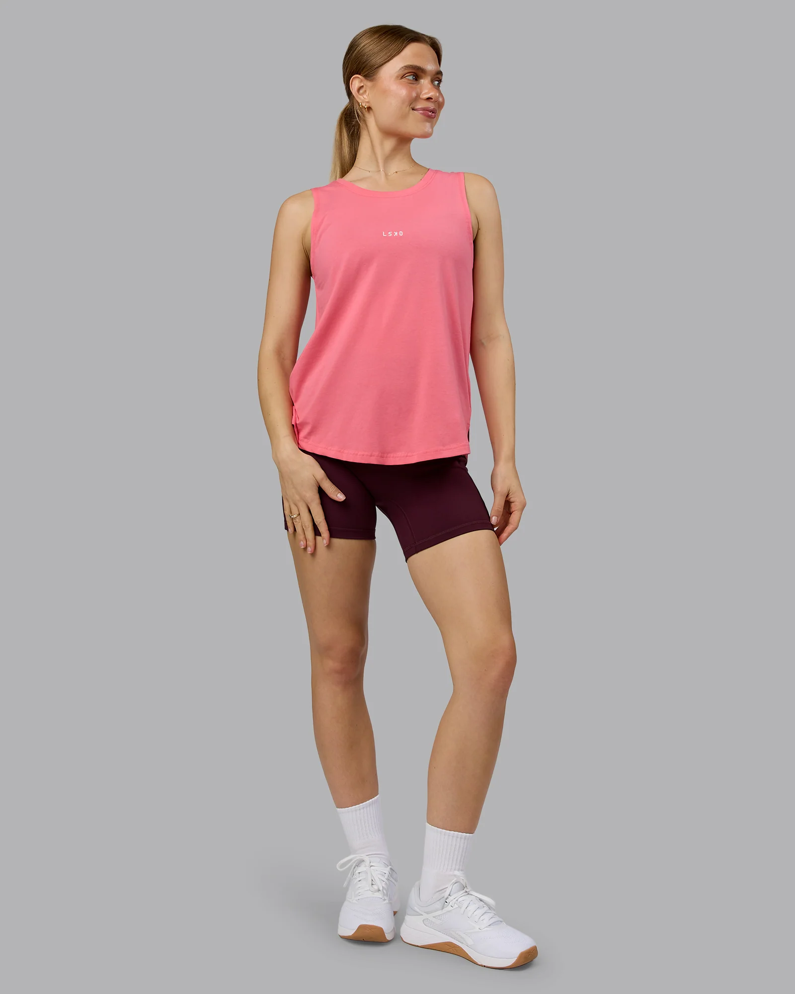 Go-To FLXCotton Longline Tank - Pink Lemonade-White - Image 5