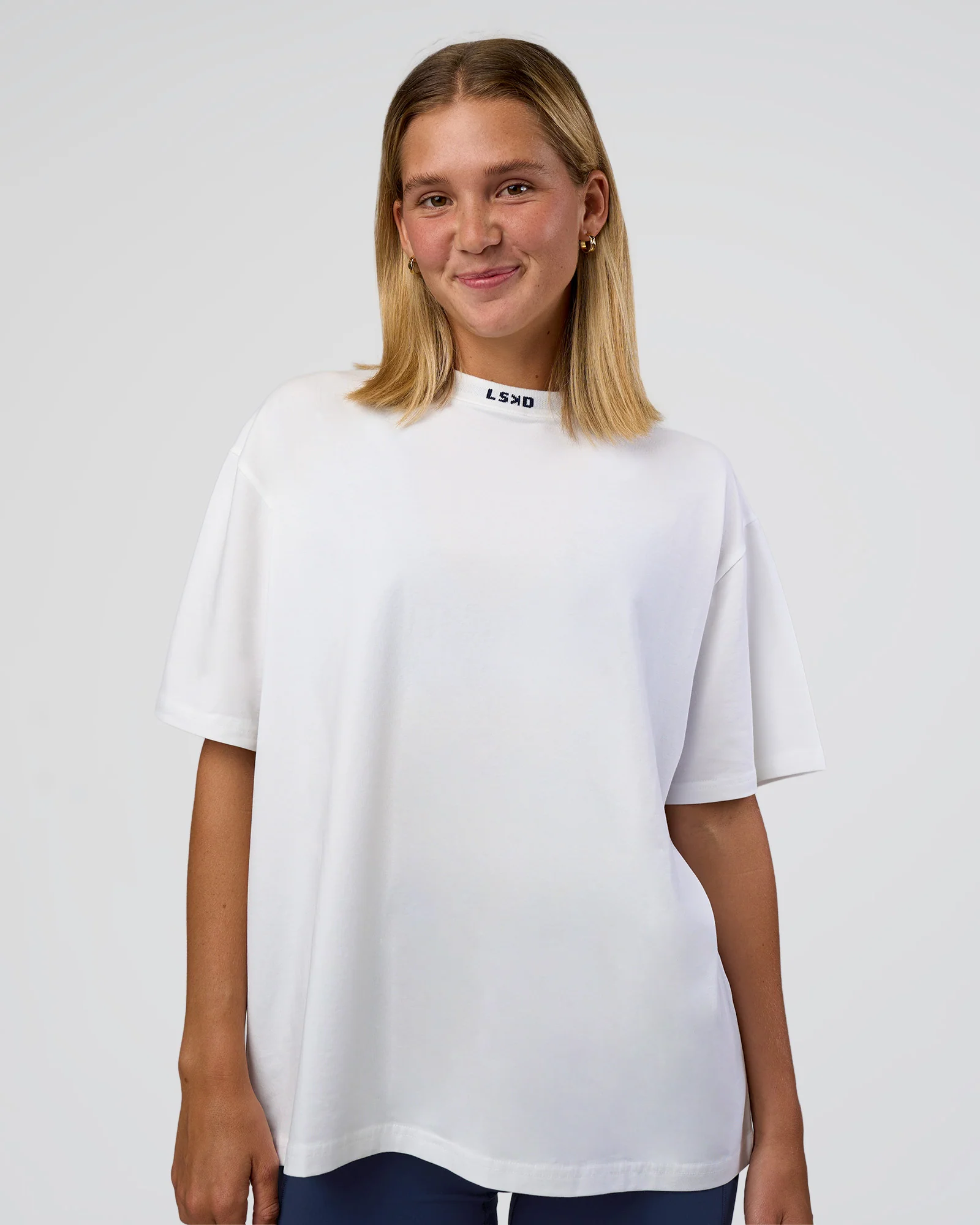 Go-To FLXCotton Oversized Deviation Tee - White-Future Navy - Image 2
