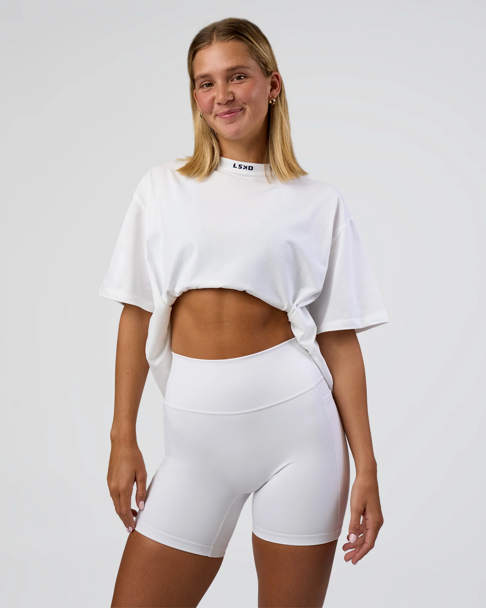 Go-To FLXCotton Oversized Deviation Tee - White-Future Navy - Image 5