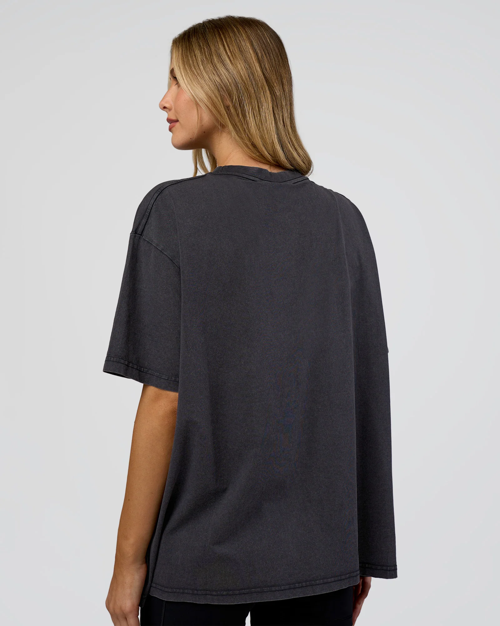 Go-To FLXCotton Oversized Tee - Black Washed-White - Image 3