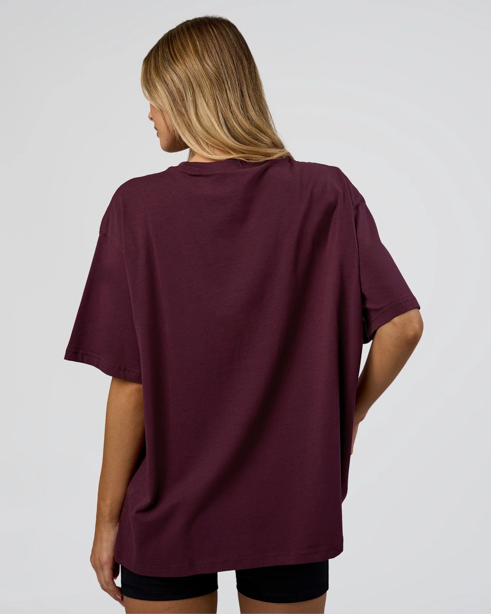 Go-To FLXCotton Oversized Tee - Cherry Lacquer-White - Image 3