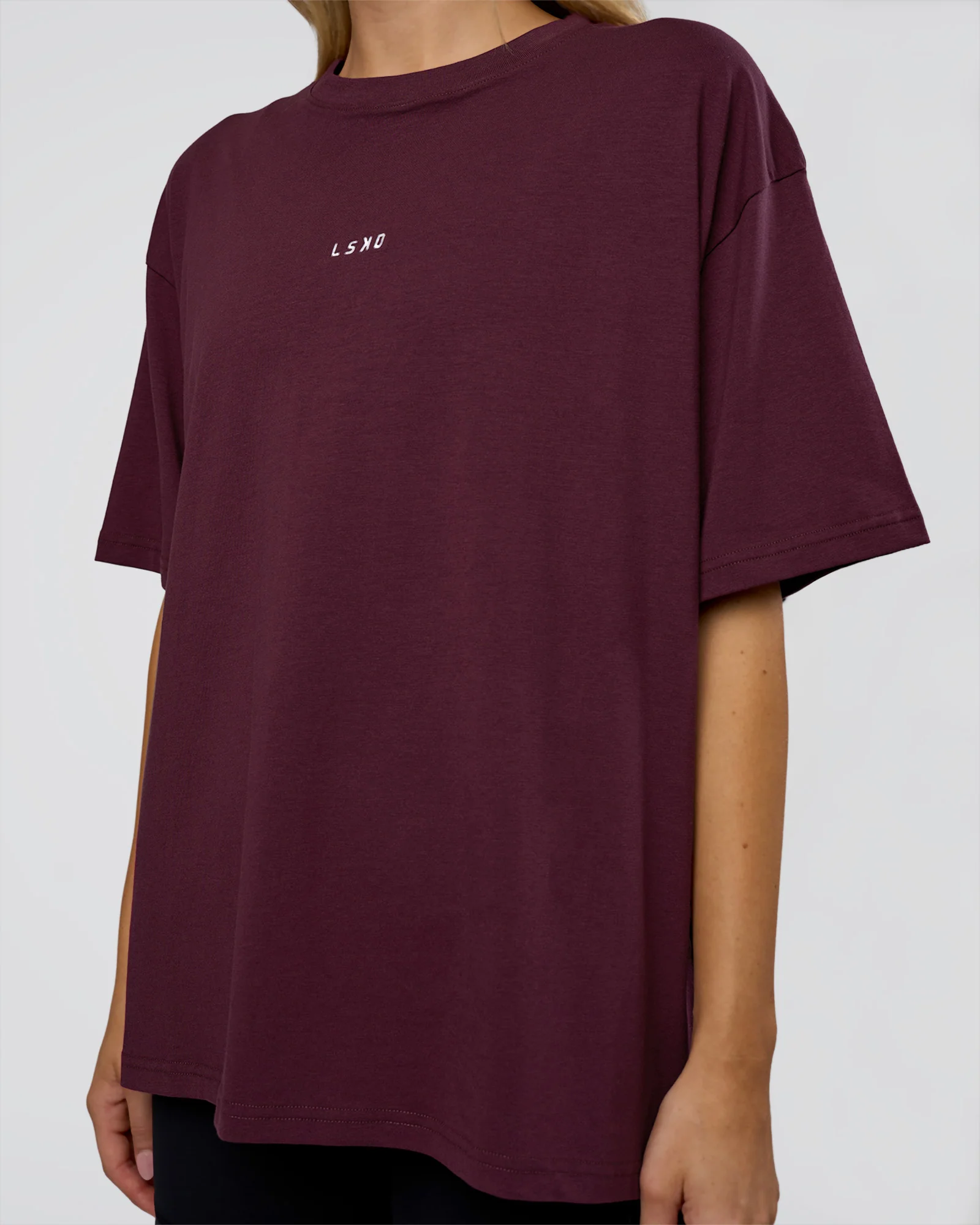 Go-To FLXCotton Oversized Tee - Cherry Lacquer-White - Image 4