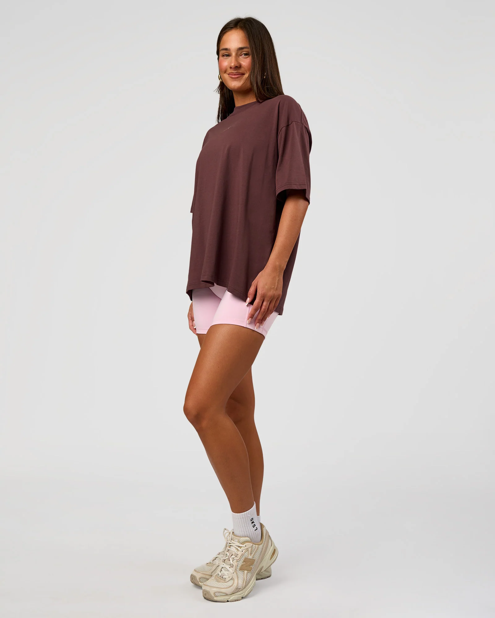 Go-To FLXCotton Oversized Tee - Cocoa Powder-White - Image 2
