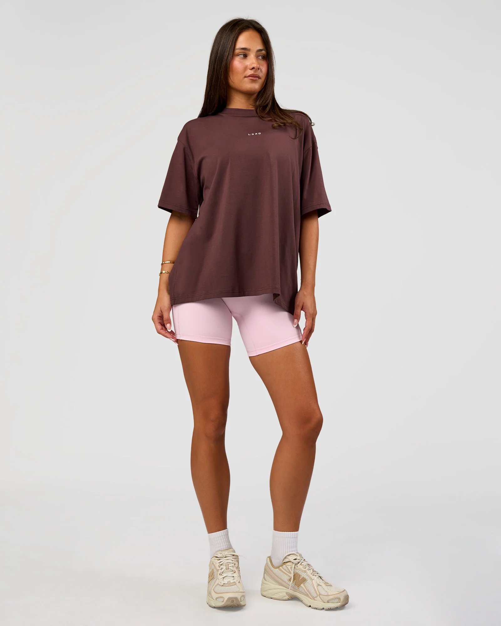Go-To FLXCotton Oversized Tee - Cocoa Powder-White - Image 5