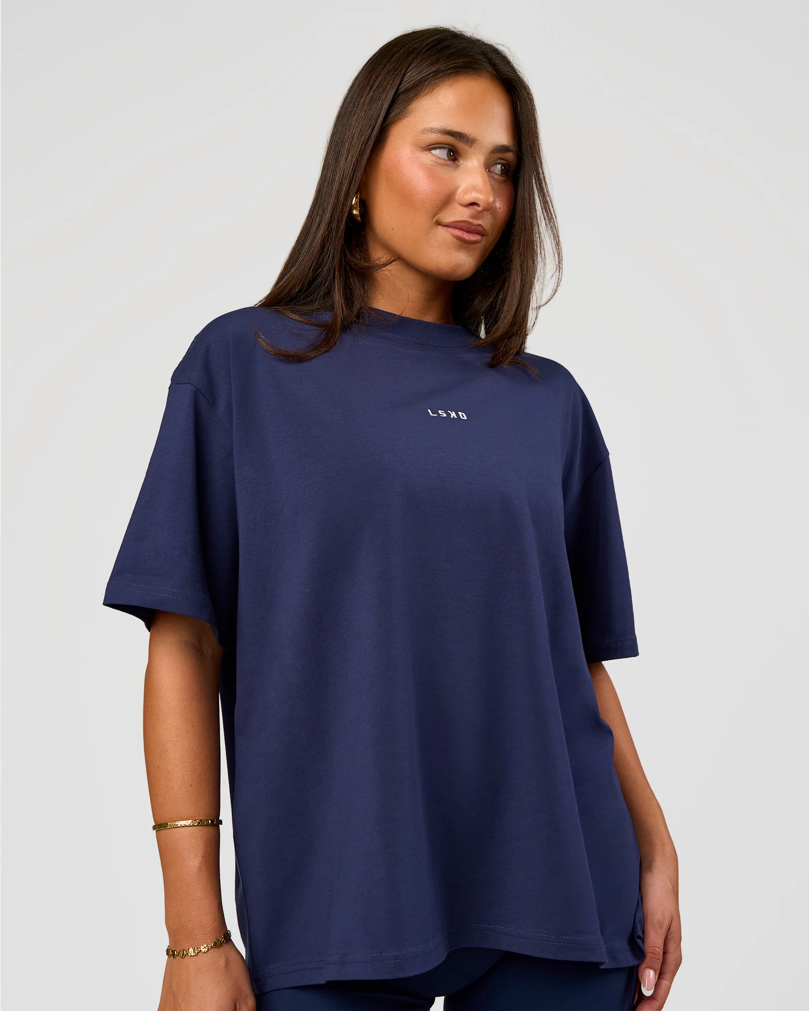 Go-To FLXCotton Oversized Tee - Future Navy-White - Image 4