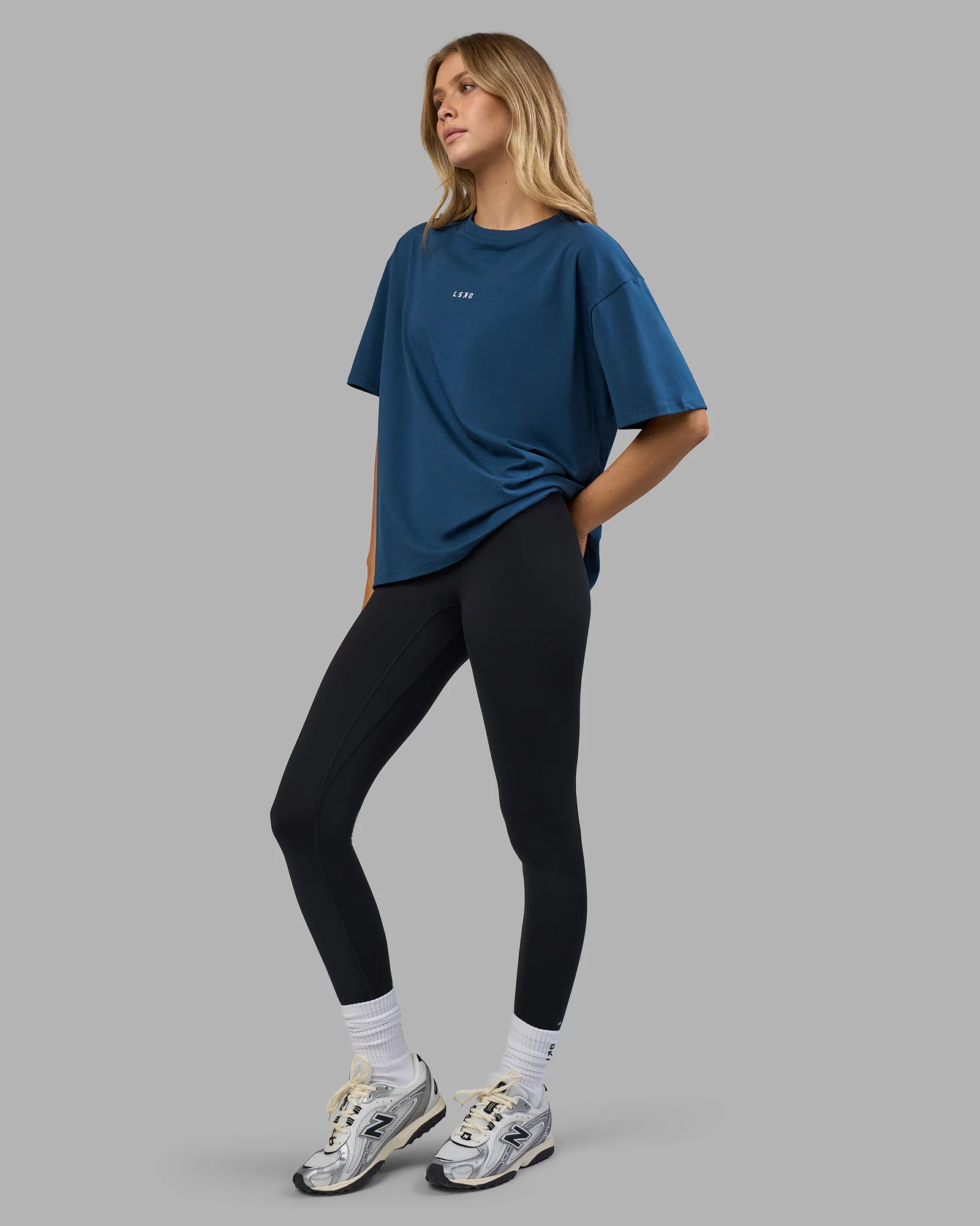 Go-To FLXCotton Oversized Tee - Indigo-White - Image 2