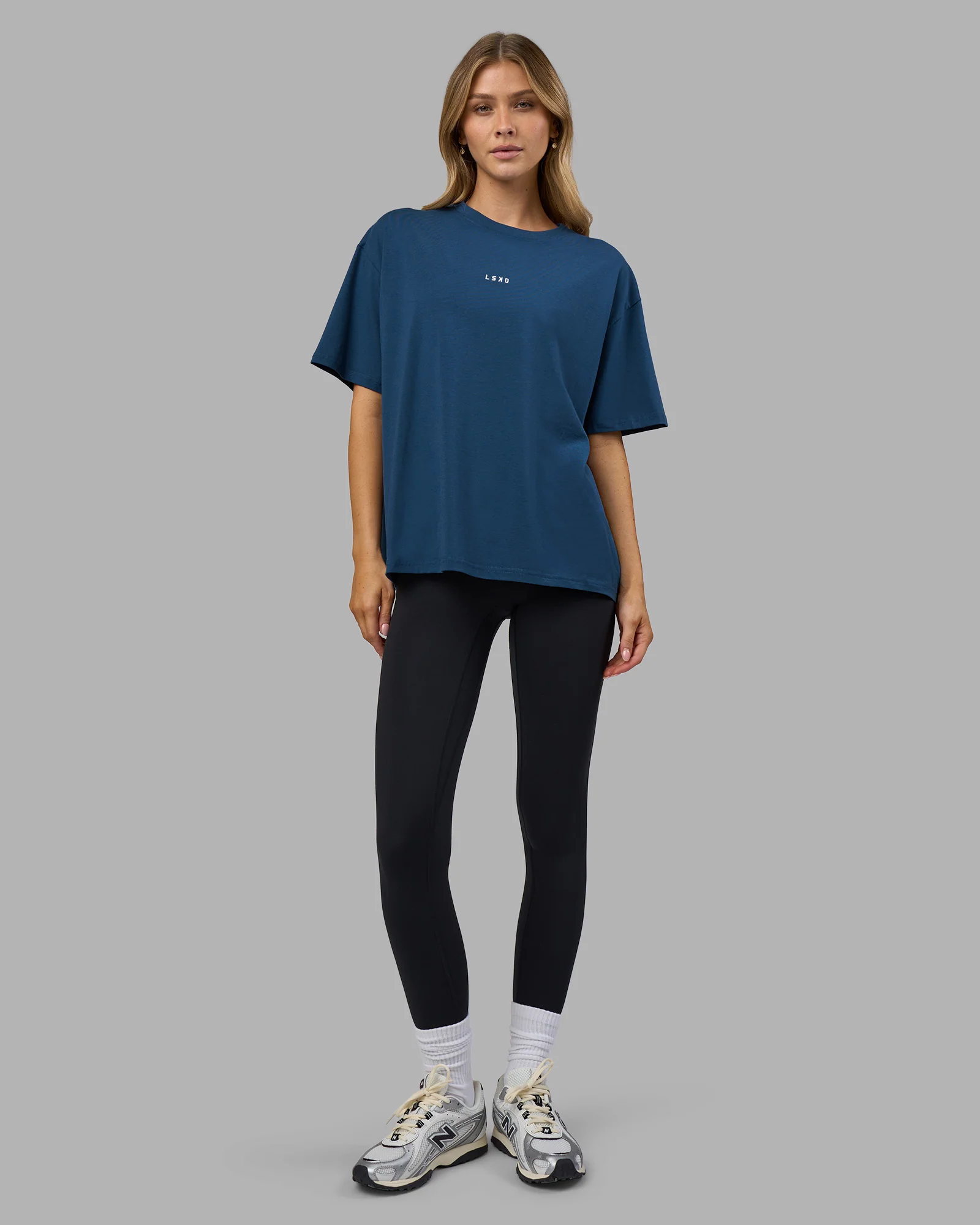 Go-To FLXCotton Oversized Tee - Indigo-White - Image 4