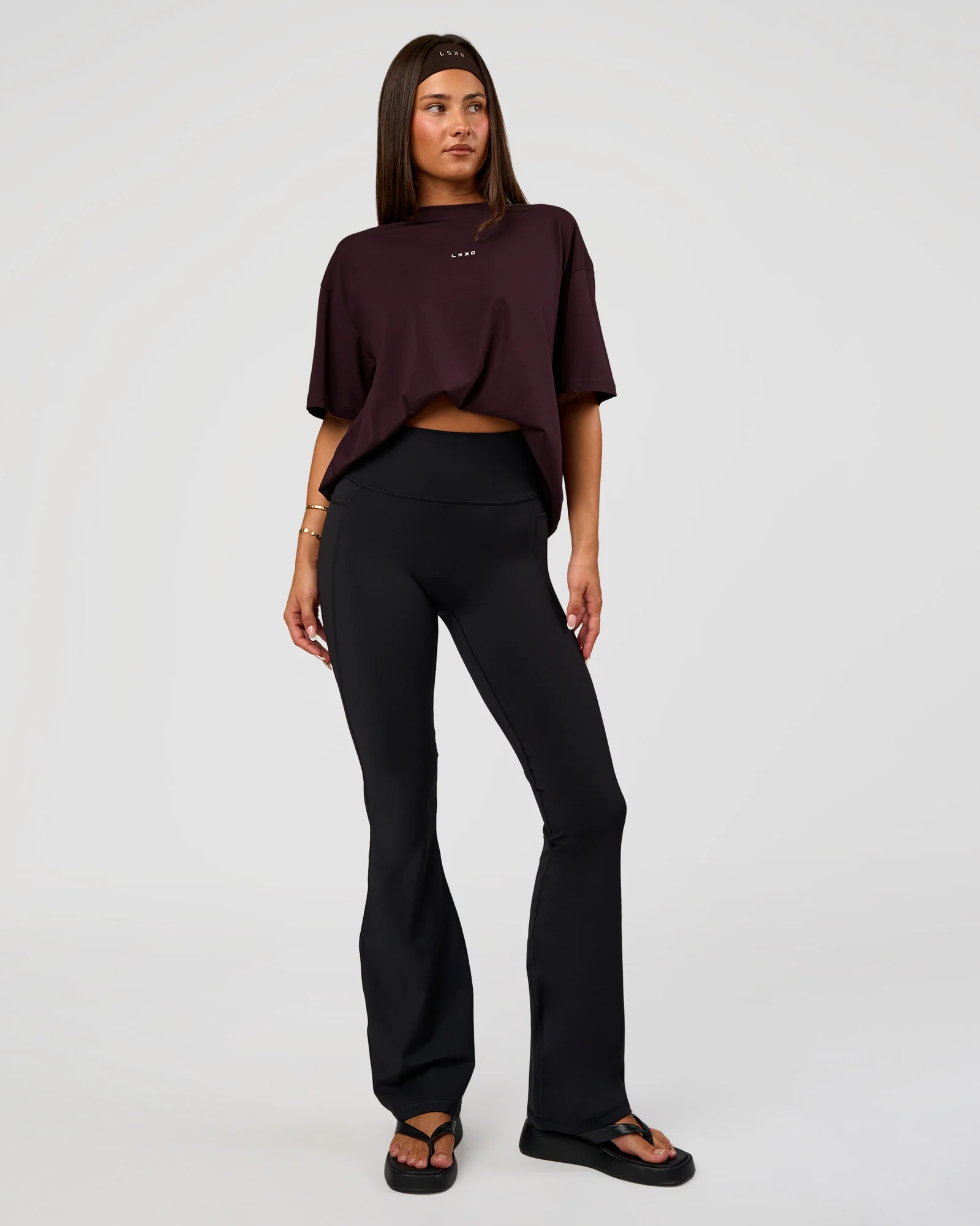 Go-To FLXCotton Oversized Tee - Midnight Plum-White - Image 2
