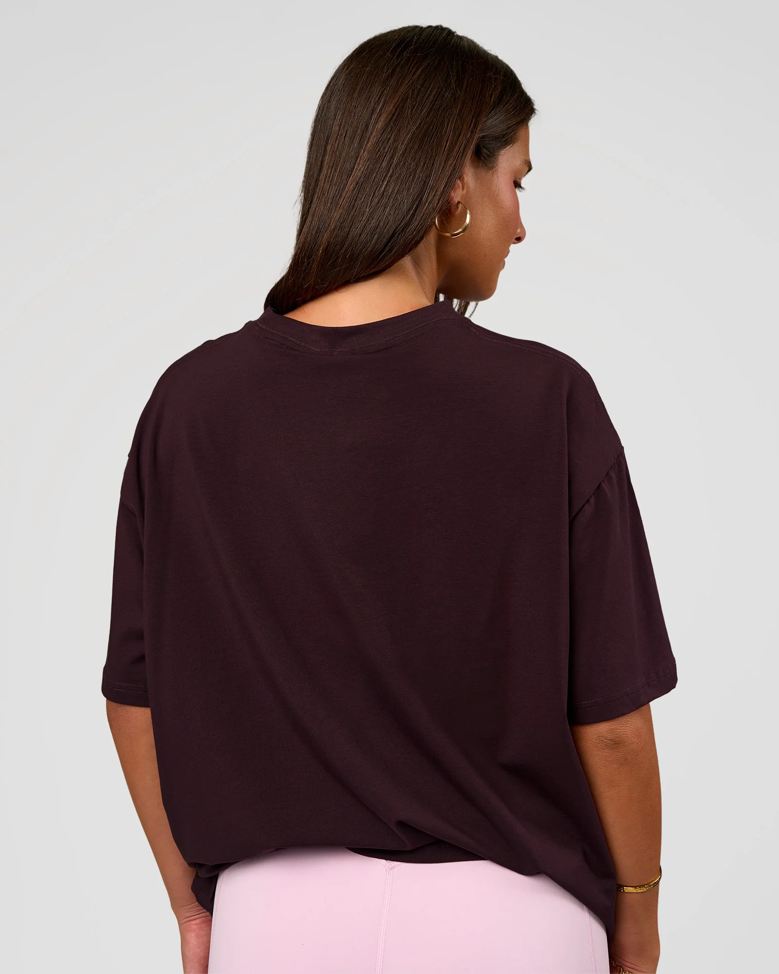 Go-To FLXCotton Oversized Tee - Midnight Plum-White - Image 3