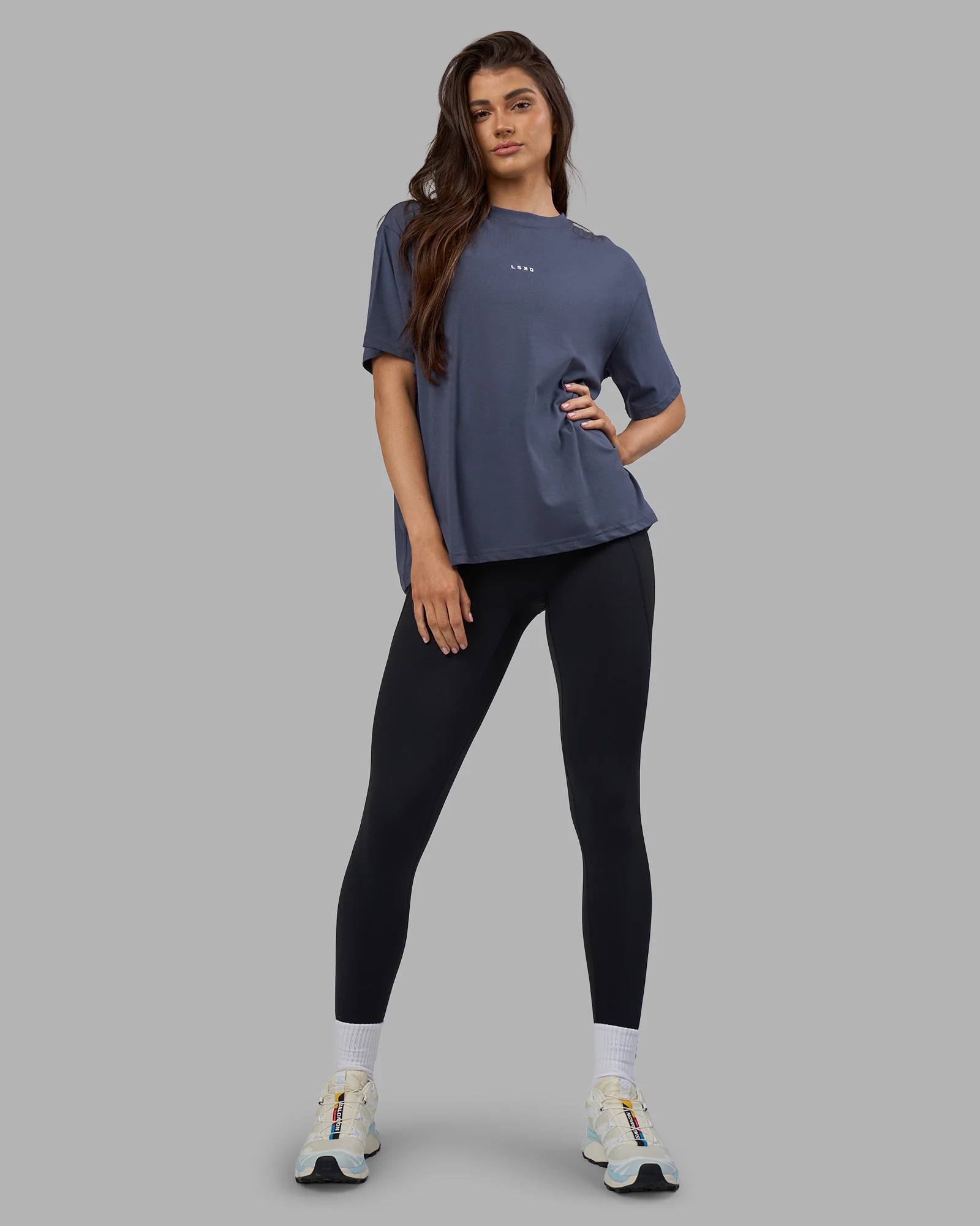 Go-To FLXCotton Oversized Tee - Night Shadow-White - Image 2