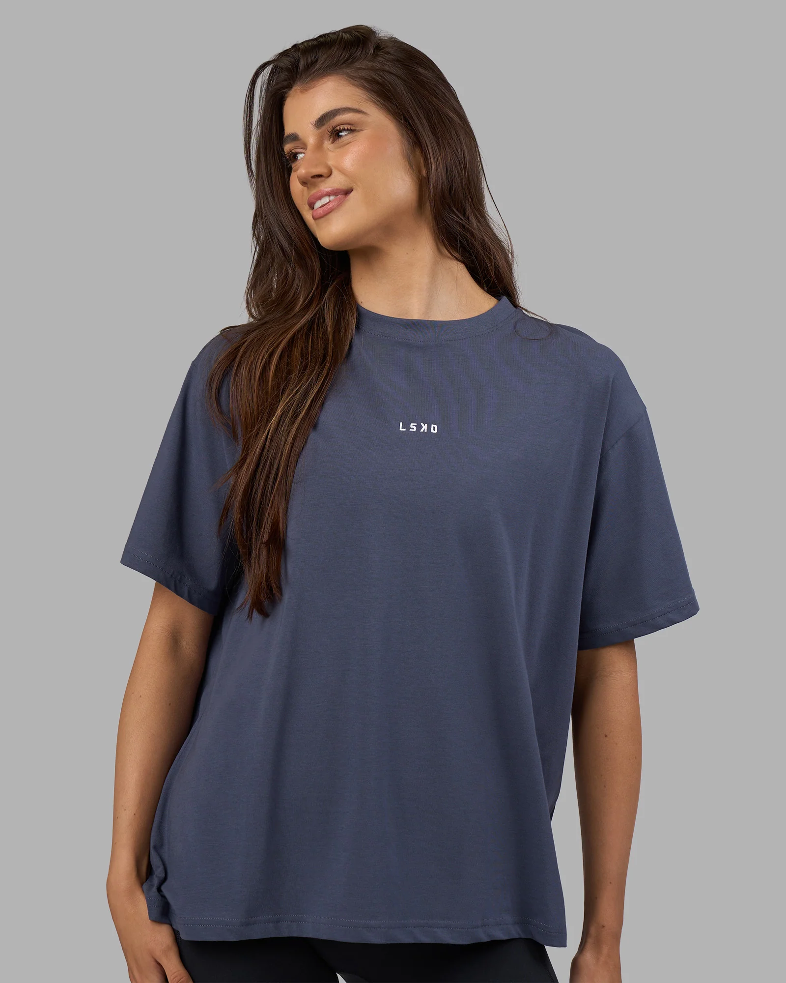 Go-To FLXCotton Oversized Tee - Night Shadow-White - Image 4