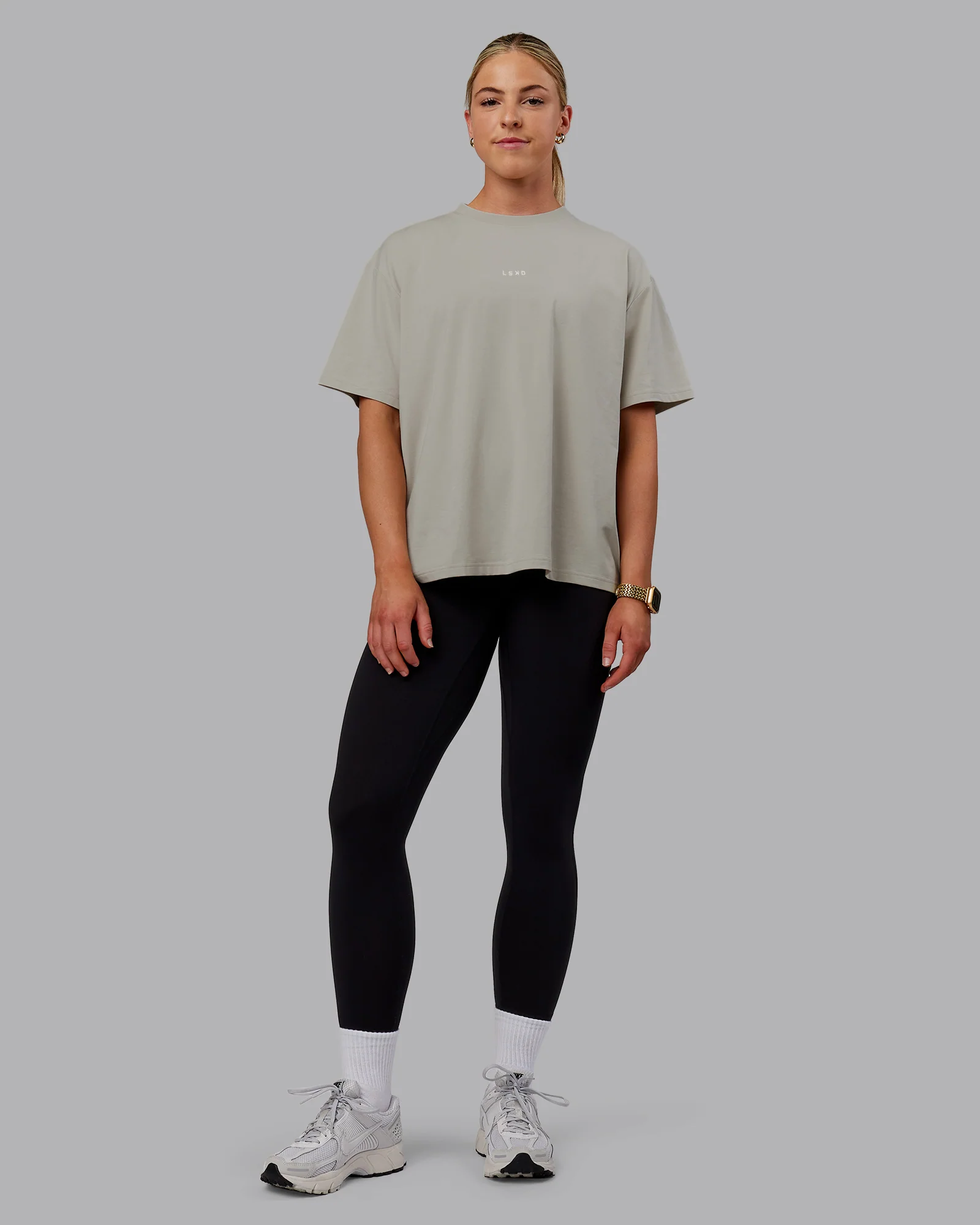 Go-To FLXCotton Oversized Tee - Shale Beige-White - Image 2