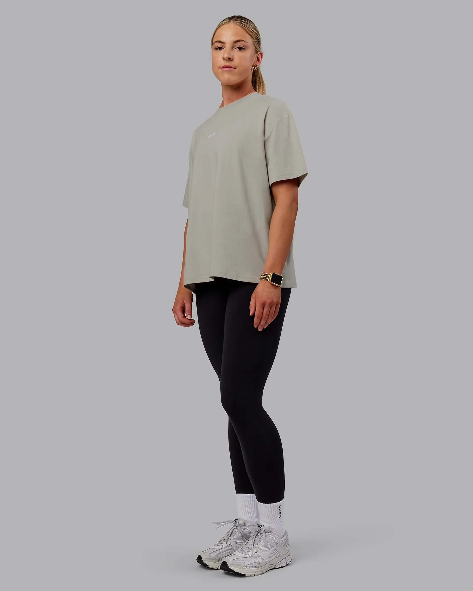 Go-To FLXCotton Oversized Tee - Shale Beige-White - Image 3