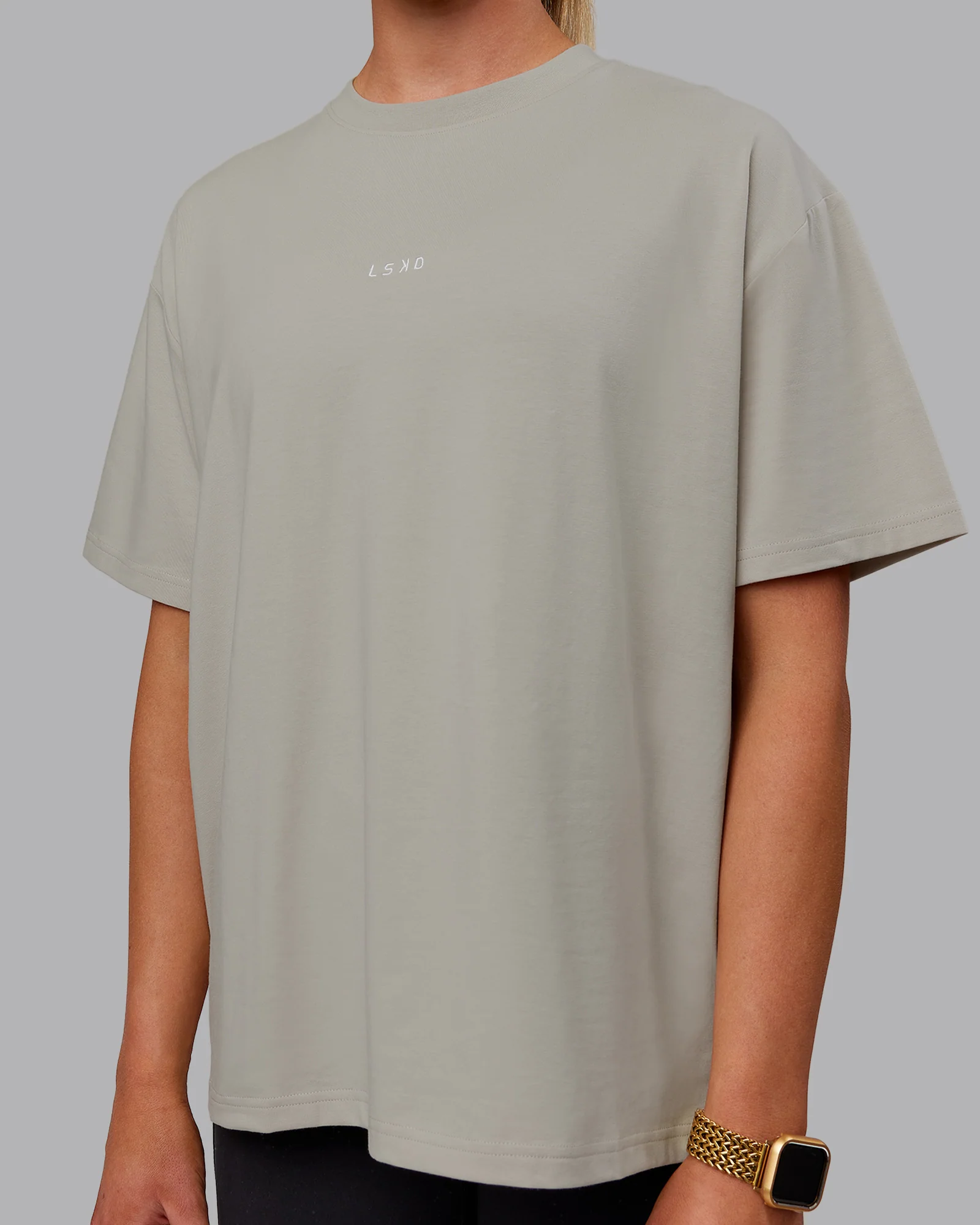 Go-To FLXCotton Oversized Tee - Shale Beige-White - Image 5