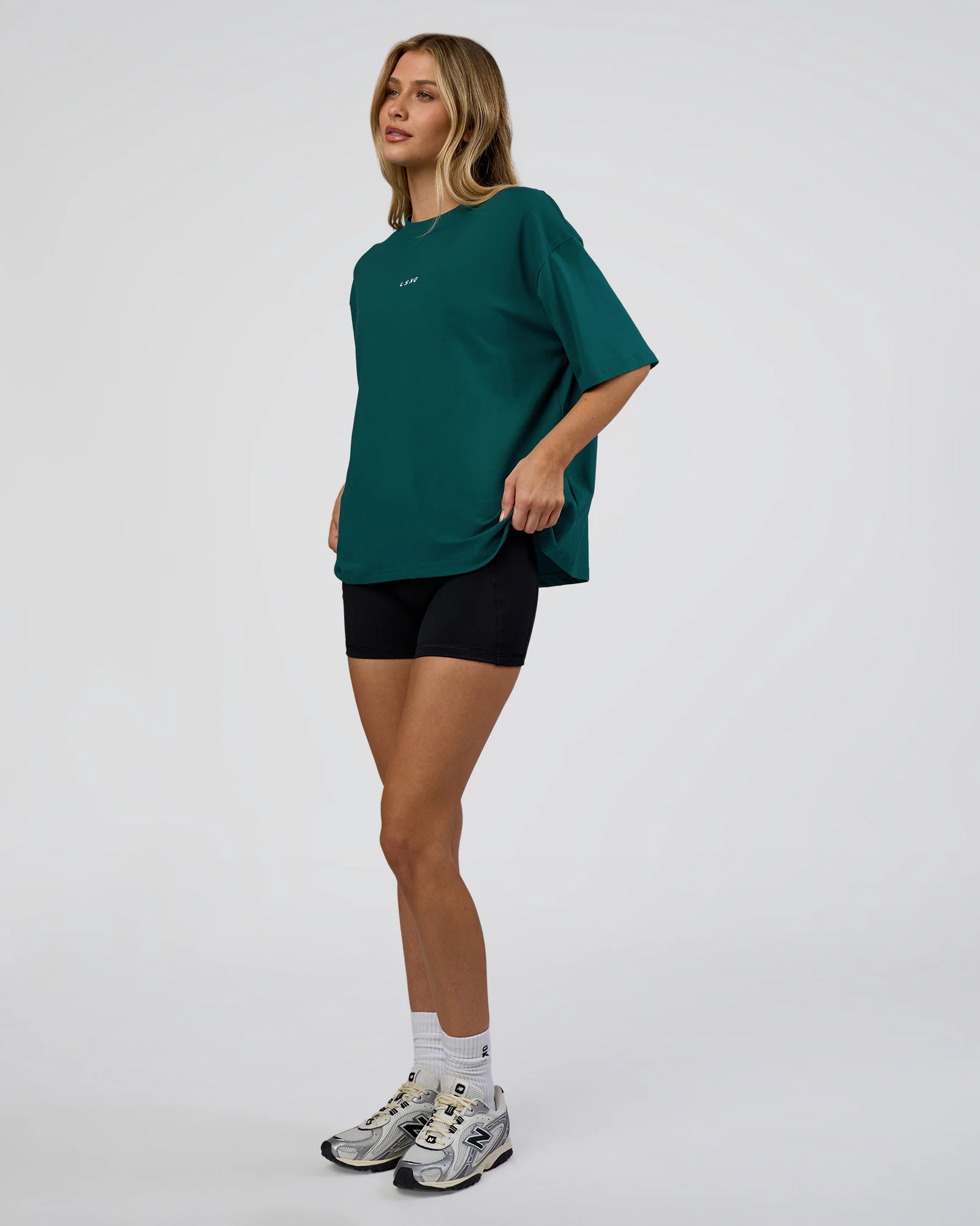 Go-To FLXCotton Oversized Tee - Transformative Teal-White - Image 4