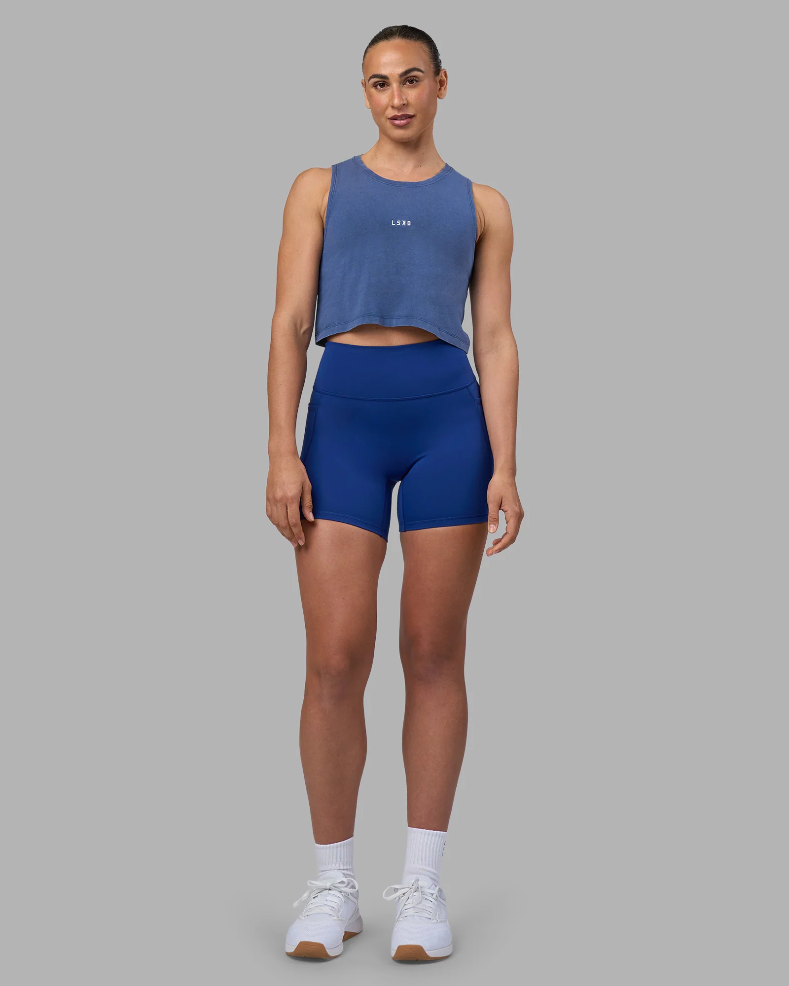Go-To FLXCotton Tank - Midnight Blue Washed-White - Image 2