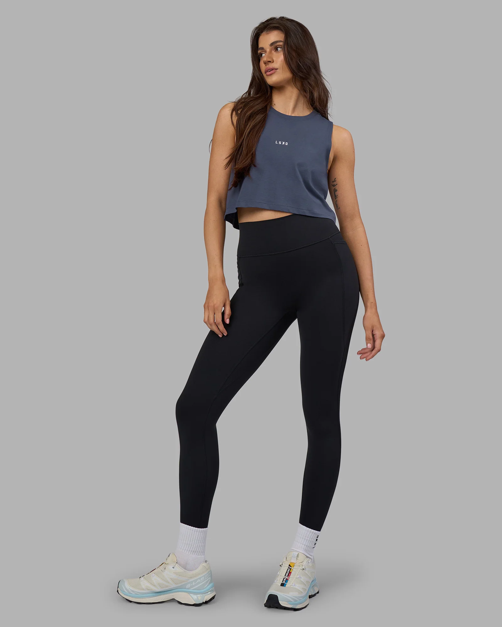 Go-To FLXCotton Tank - Night Shadow-White - Image 2