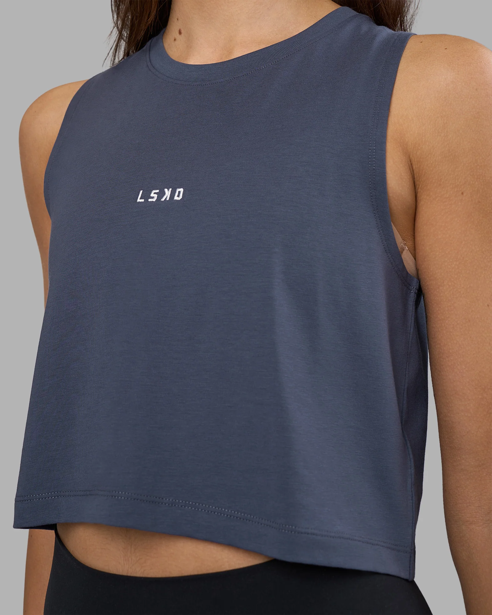 Go-To FLXCotton Tank - Night Shadow-White - Image 4