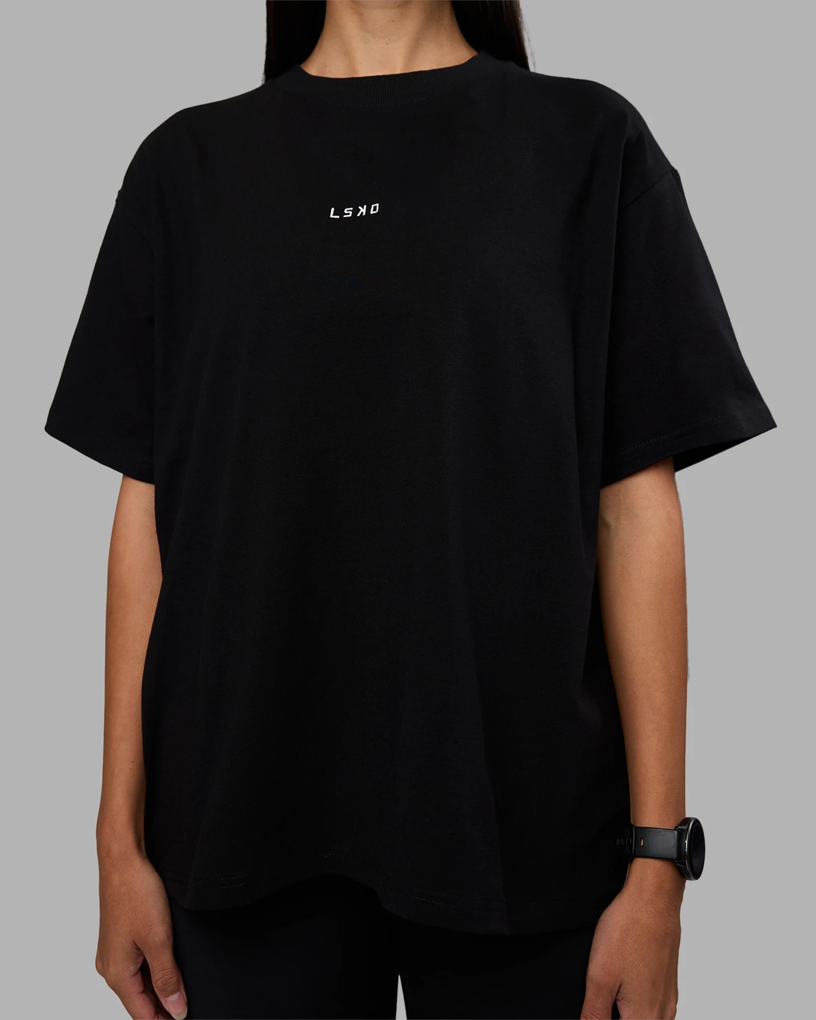 Go-To Heavyweight FLXCotton Oversized Tee - Black - Image 4