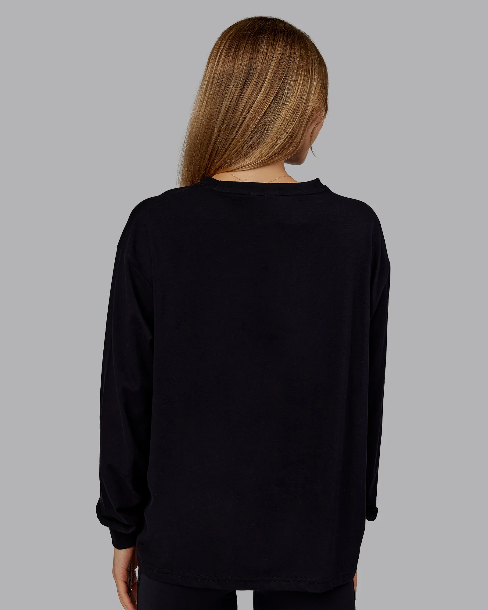 Go-To Long Sleeve FLXCotton Oversized Tee - Black-White - Image 3