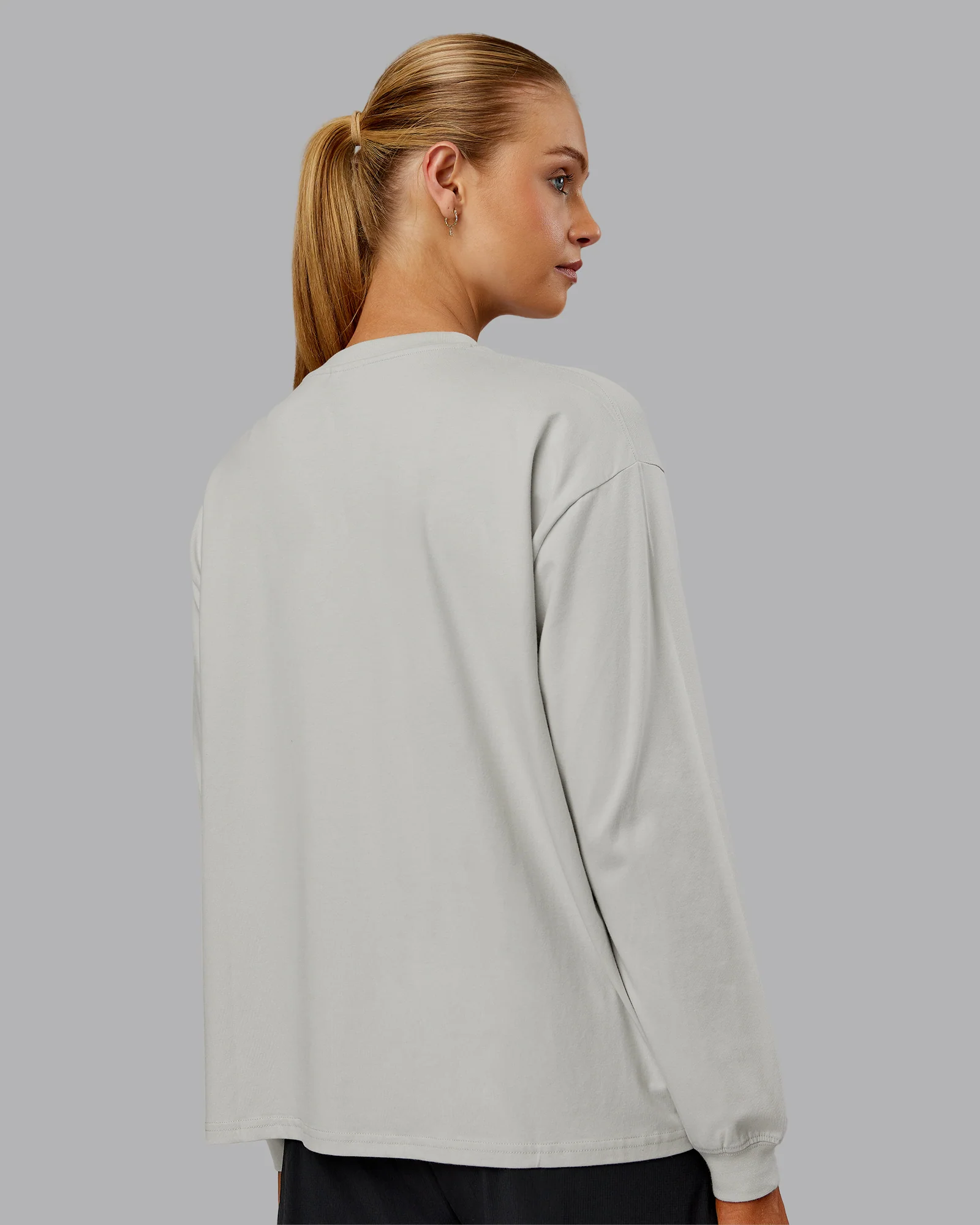 Go-To Long Sleeve FLXCotton Oversized Tee - Digital Mist-White - Image 6