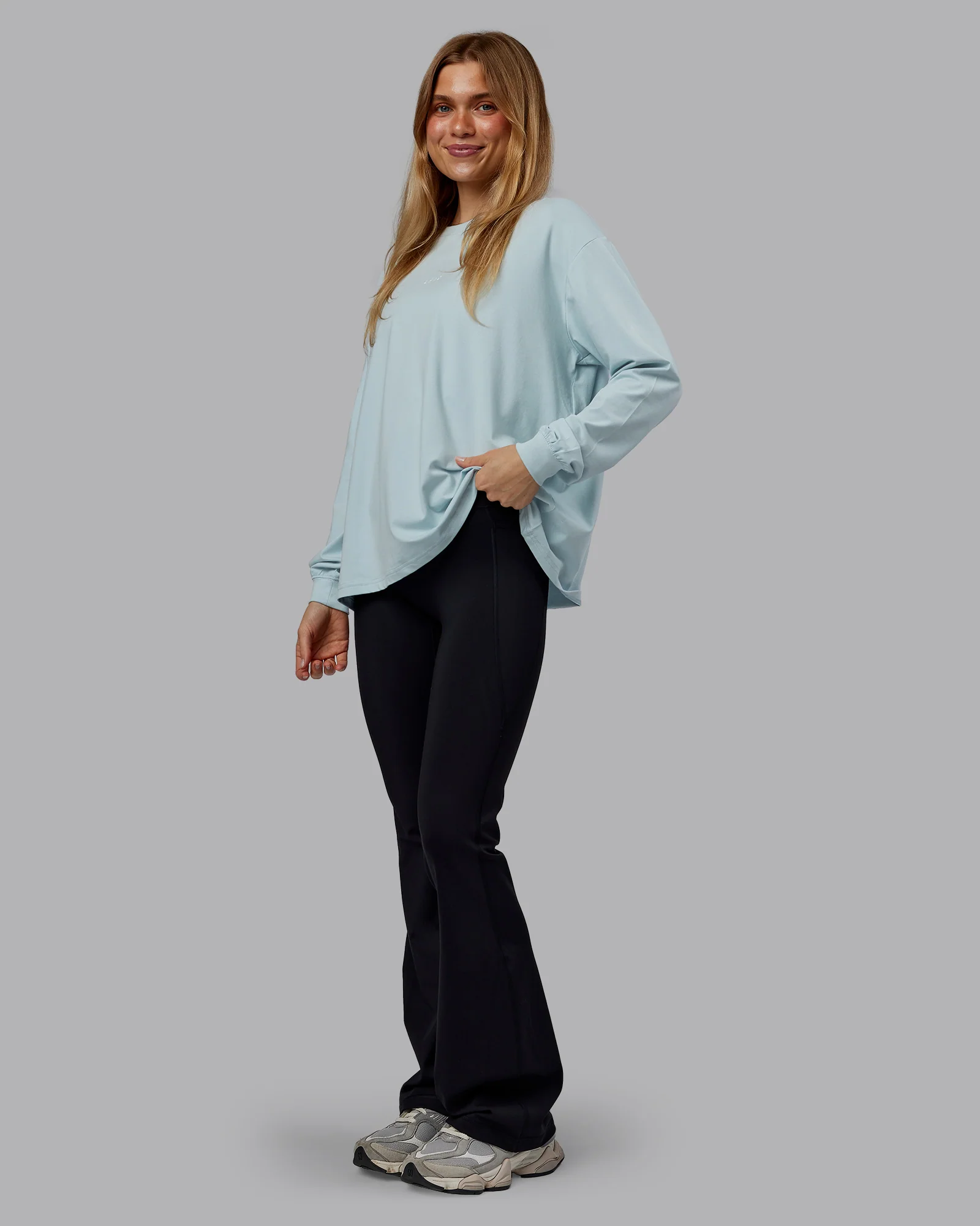 Go-To Long Sleeve FLXCotton Oversized Tee - Skyride-White - Image 4