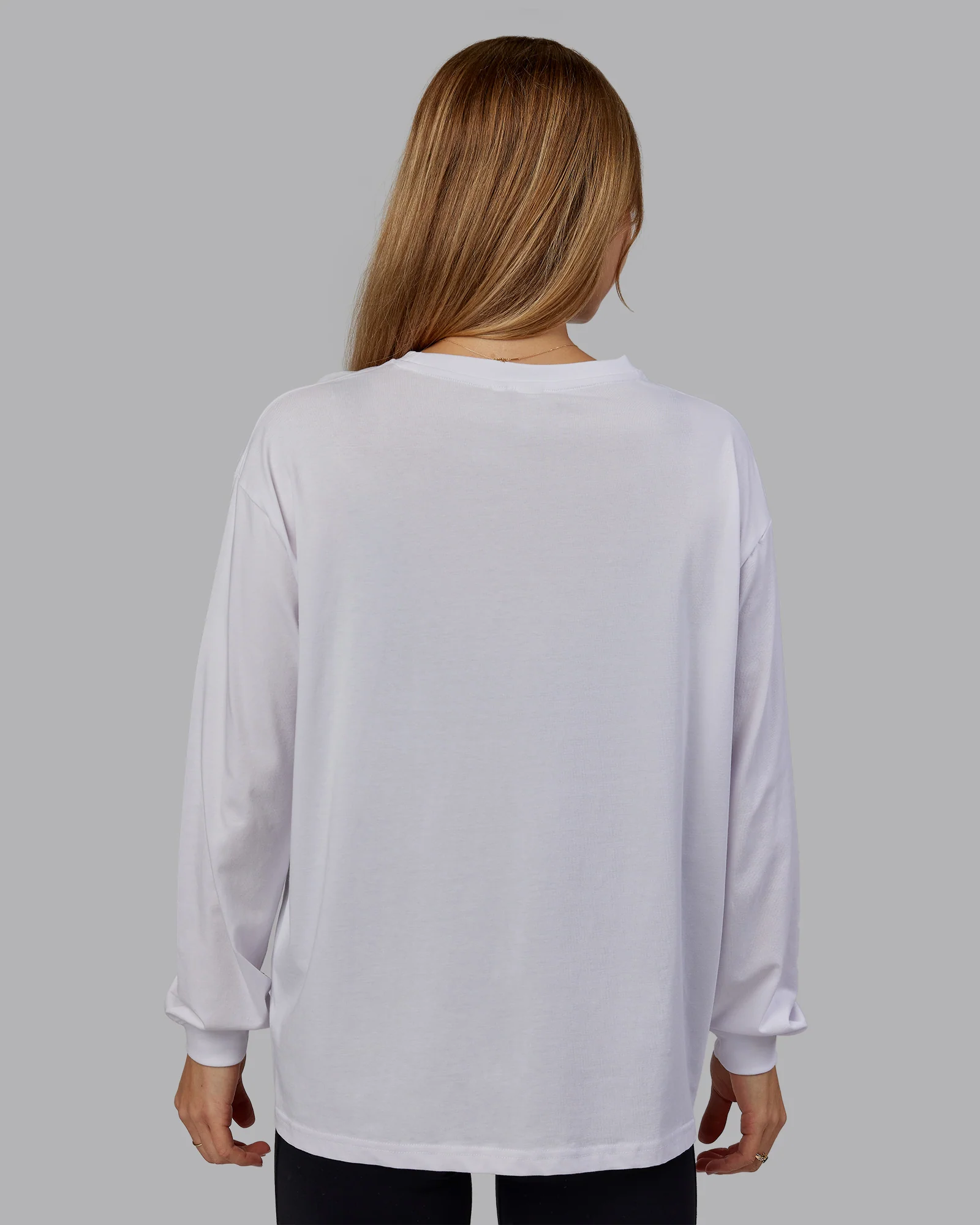 Go-To Long Sleeve FLXCotton Oversized Tee - White-Black - Image 3