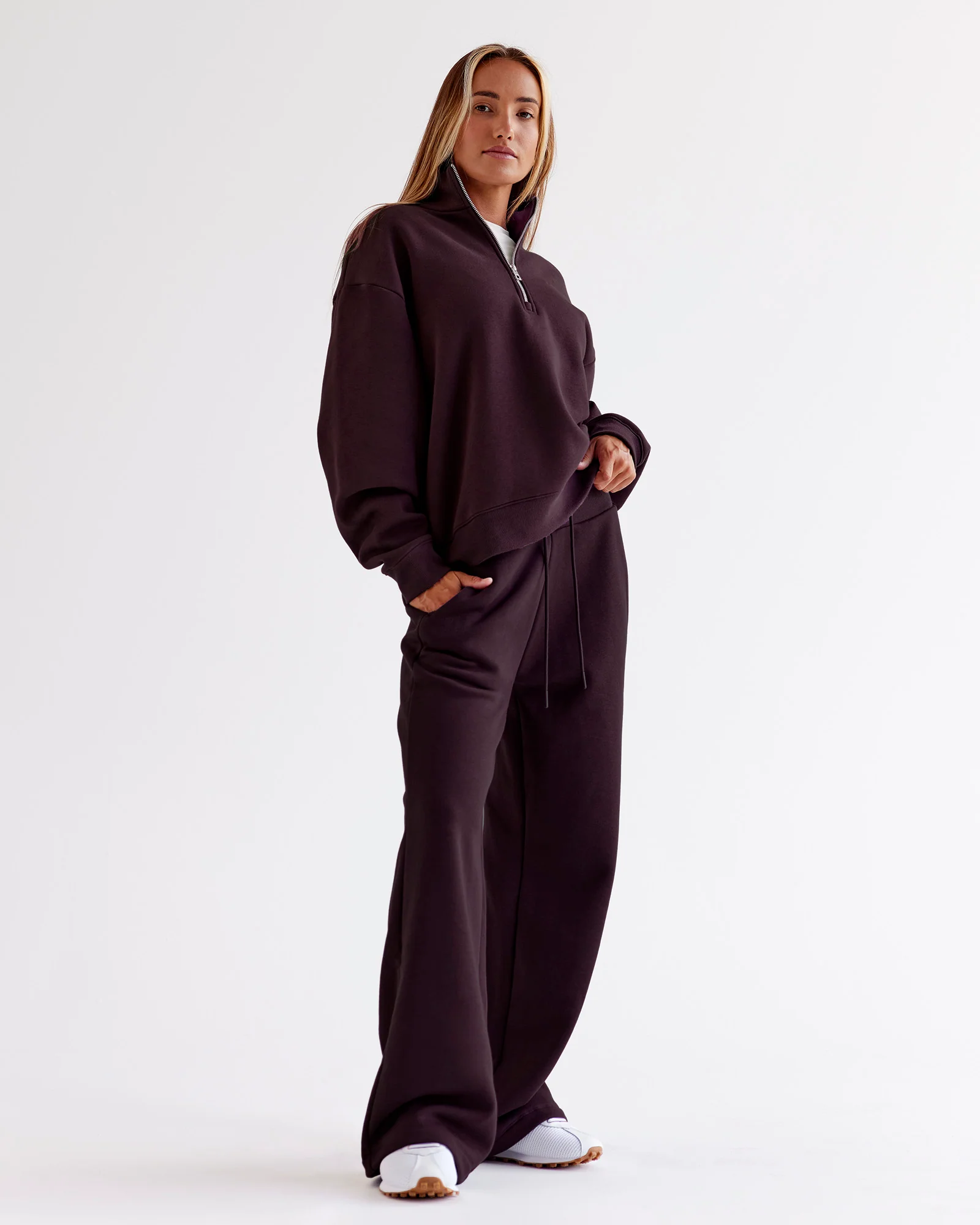 Go-To Oversized Quarter Zip Sweater - Midnight Plum - Image 2