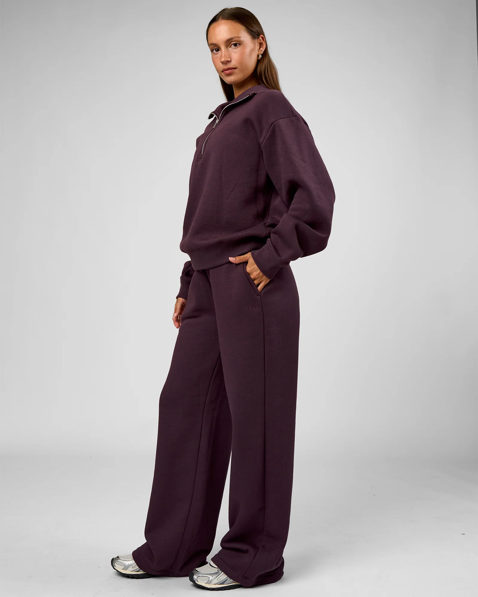 Go-To Oversized Quarter Zip Sweater - Midnight Plum - Image 7