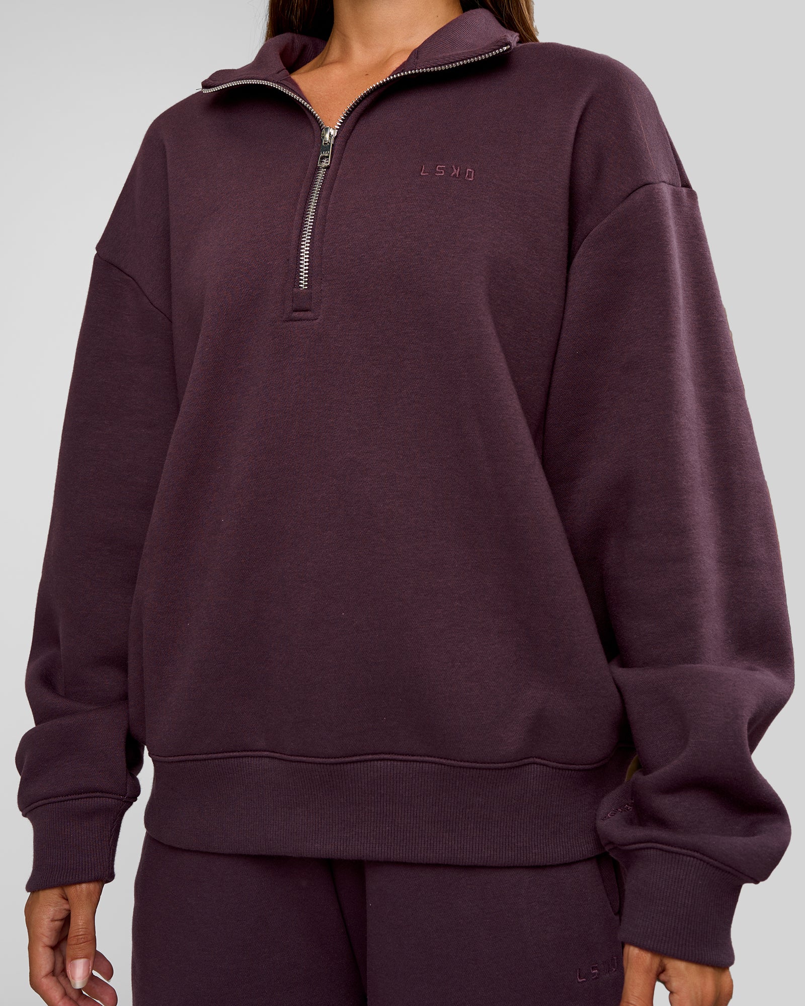 Go-To Oversized Quarter Zip Sweater - Midnight Plum - Image 8