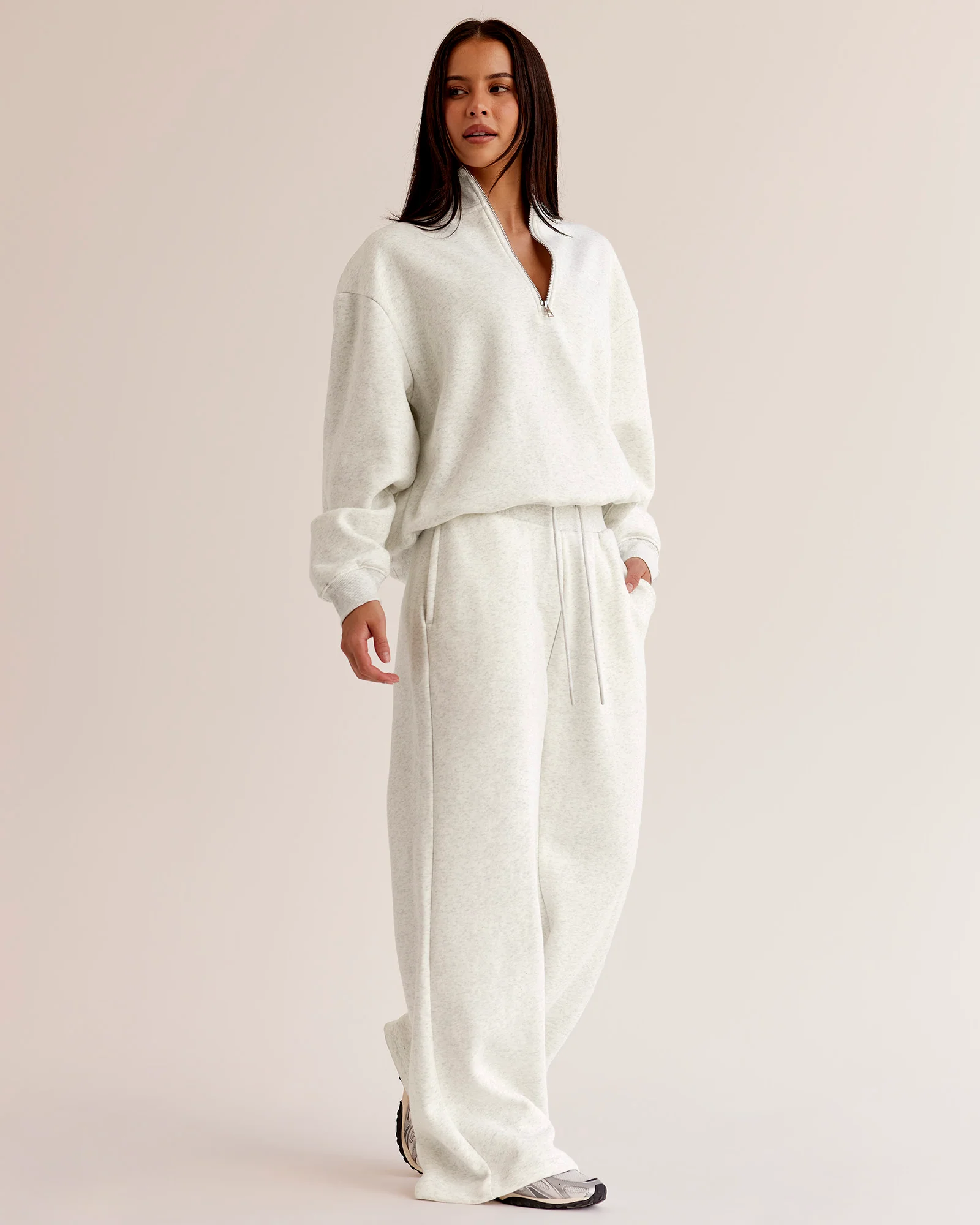 Go-To Oversized Quarter Zip Sweater - Silver Marl - Image 2