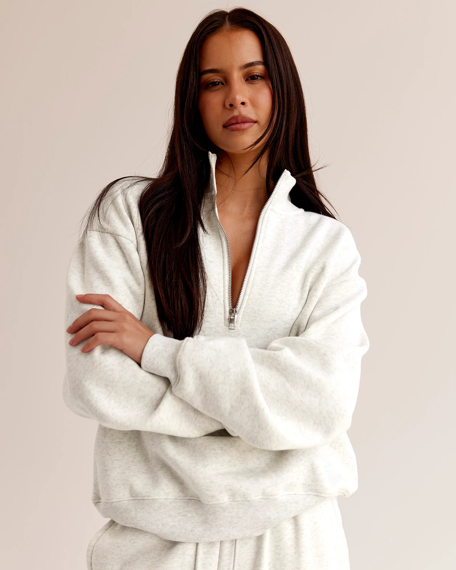 Go-To Oversized Quarter Zip Sweater - Silver Marl - Image 3