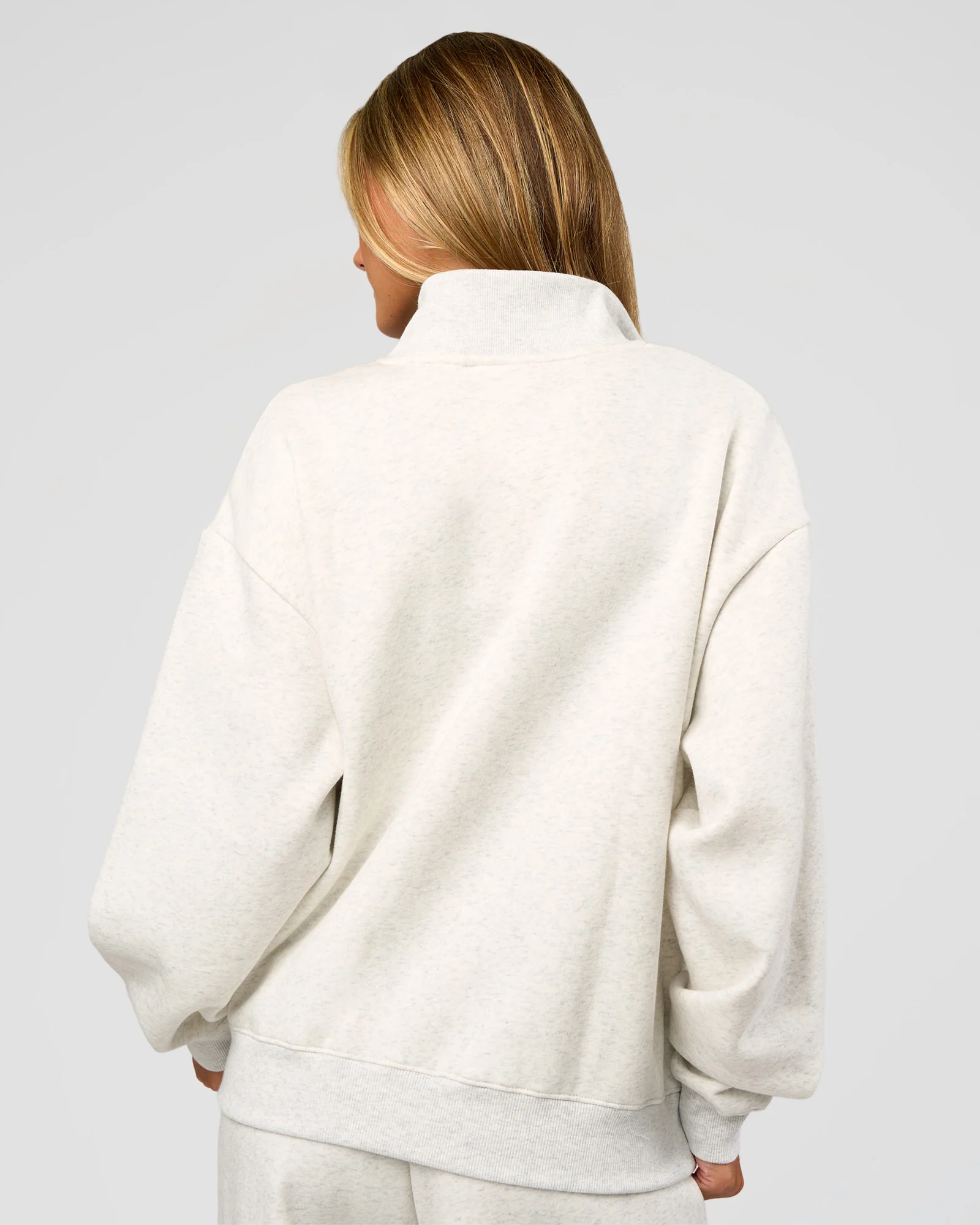 Go-To Oversized Quarter Zip Sweater - Silver Marl - Image 4