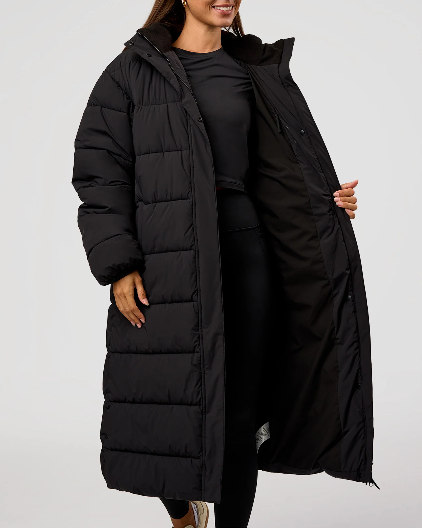 Go-To Puffer Long Jacket - Black - Image 8