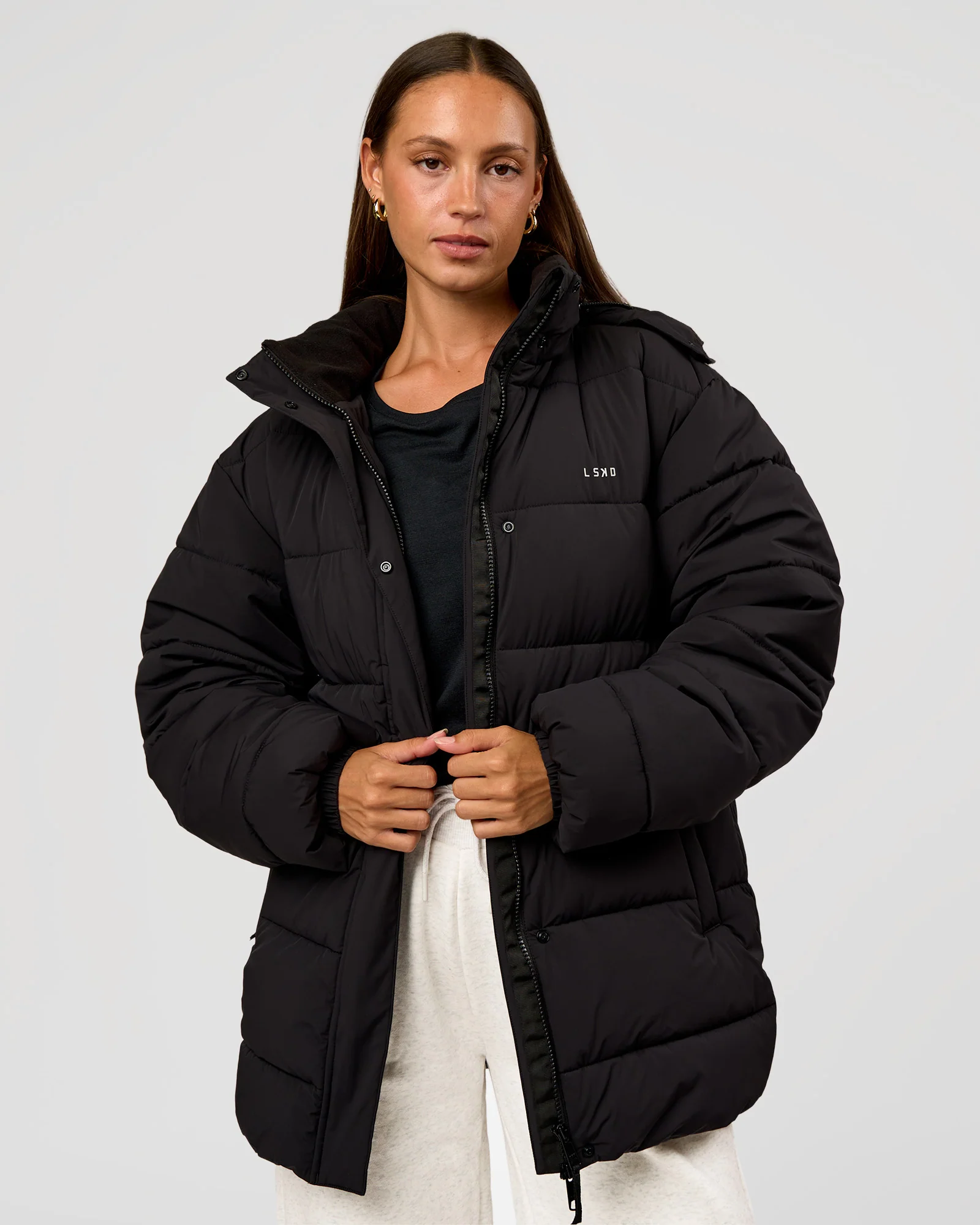 Go-To Puffer Mid Jacket - Black - Image 3