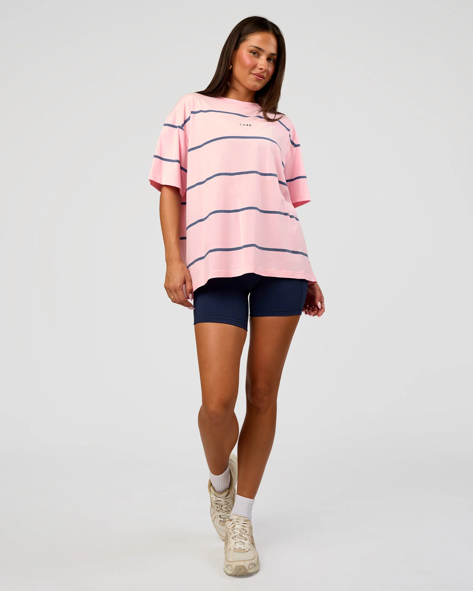 Go-To Stripe FLXCotton Oversized Tee - Marshmallow-Nightshadow - Image 2