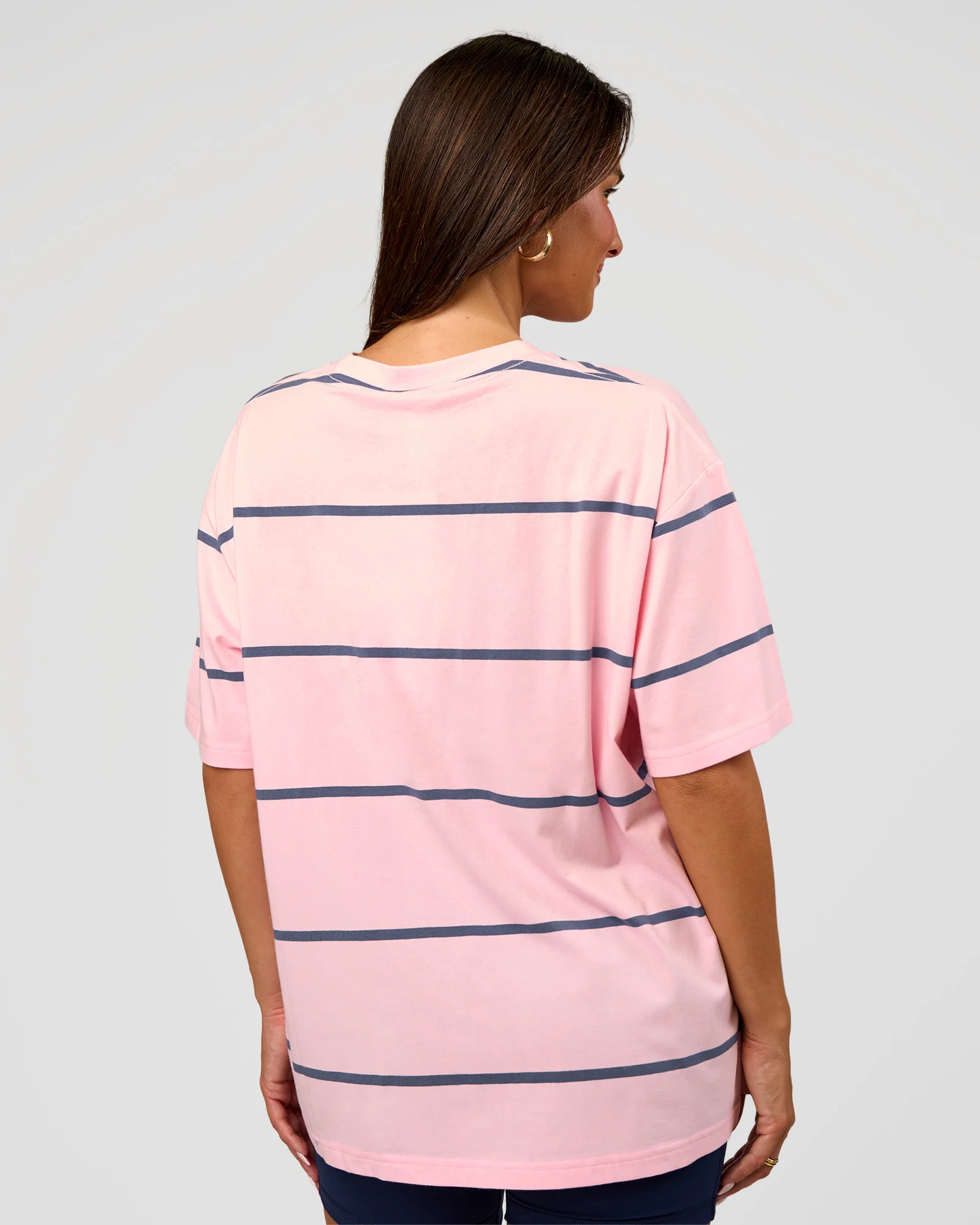 Go-To Stripe FLXCotton Oversized Tee - Marshmallow-Nightshadow - Image 4