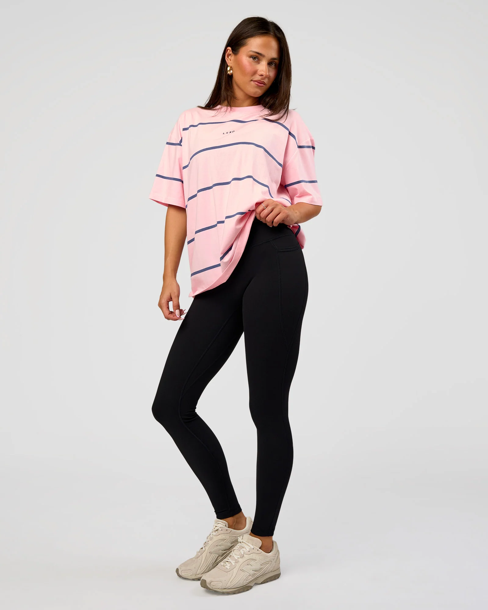 Go-To Stripe FLXCotton Oversized Tee - Marshmallow-Nightshadow - Image 5