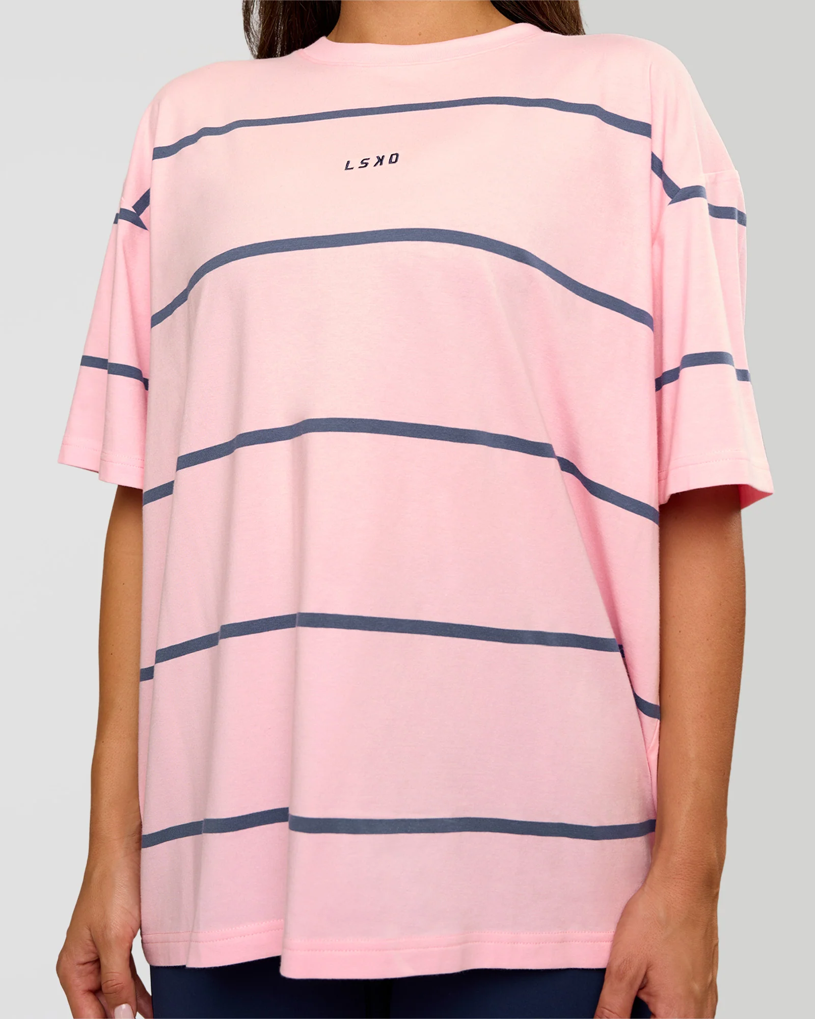 Go-To Stripe FLXCotton Oversized Tee - Marshmallow-Nightshadow - Image 6