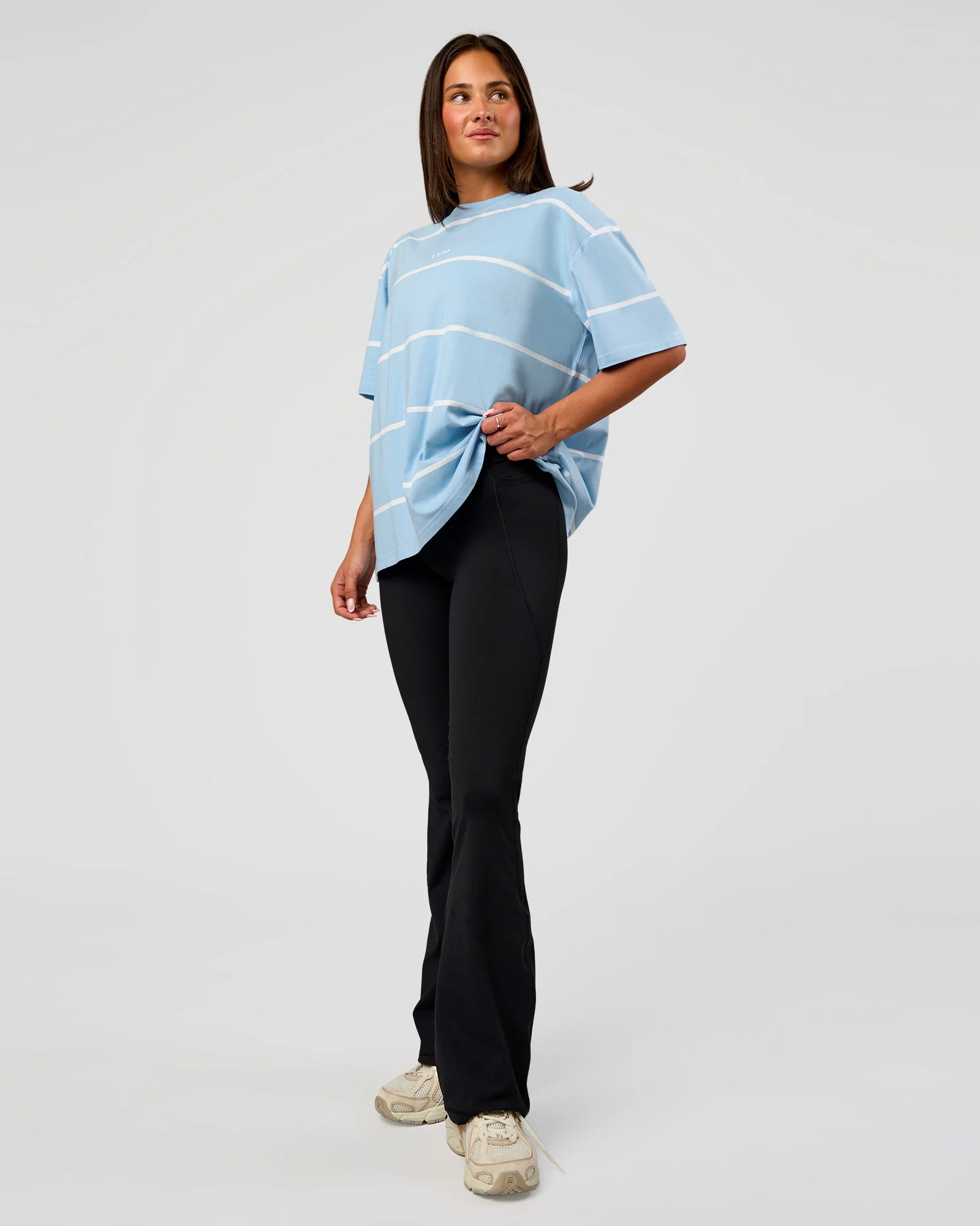 Go-To Stripe FLXCotton Oversized Tee - Open Air-White - Image 3
