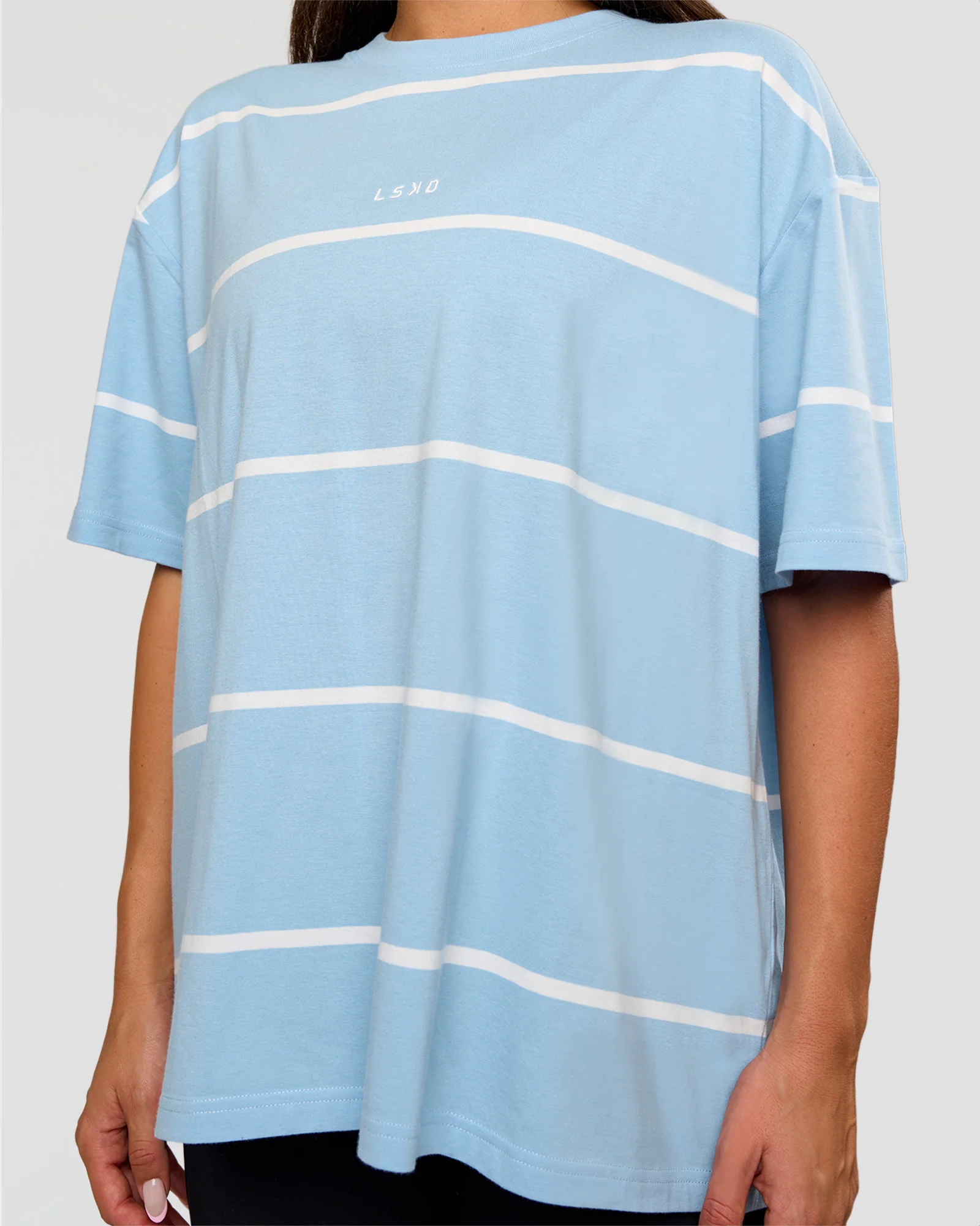 Go-To Stripe FLXCotton Oversized Tee - Open Air-White - Image 6