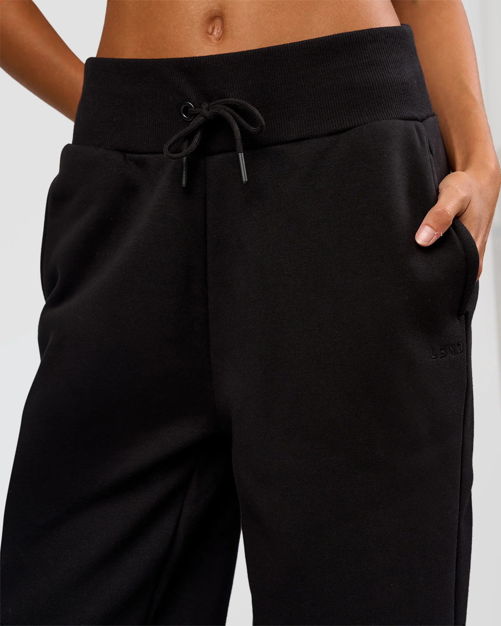 Go-To Wide Leg Track Pant Tall - Black - Image 3