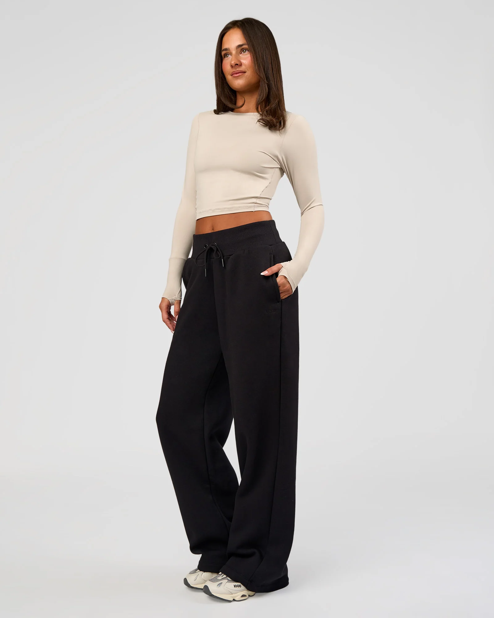 Go-To Wide Leg Track Pant - Black - Image 10